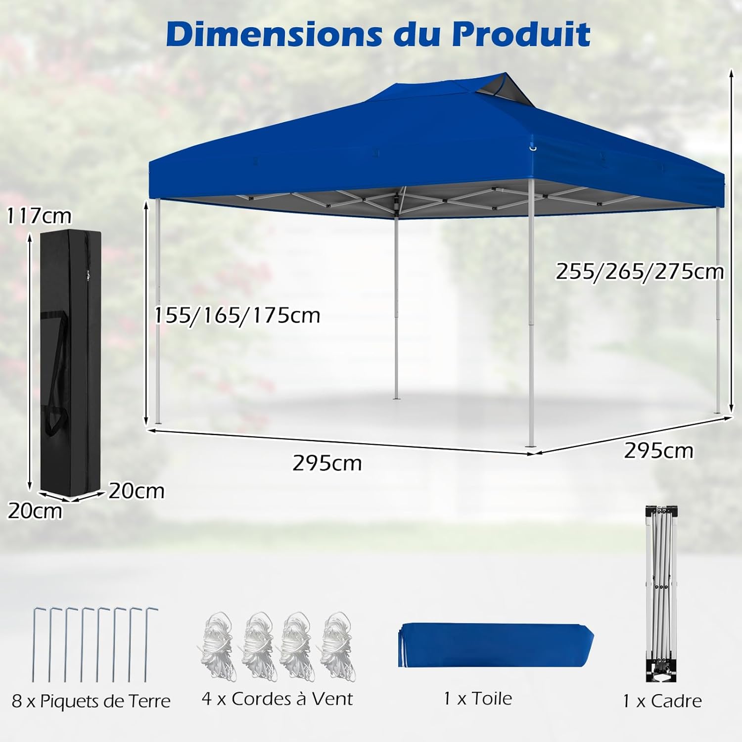 GOPLUS - tonnelle de jardin pliante 3x3m, toit ventilé, sac de transport, protection solaire