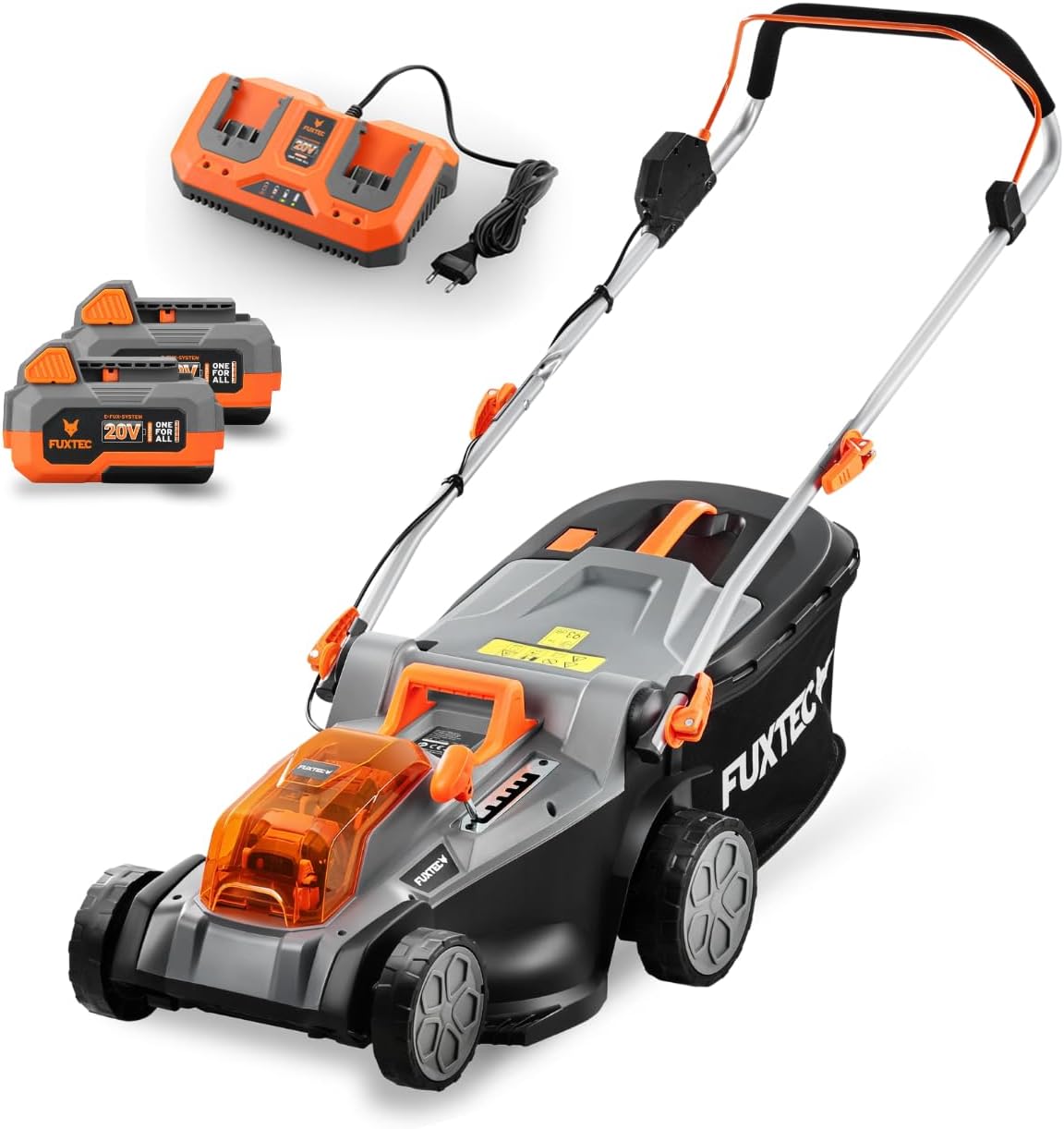 FUXTEC - Tondeuse à Gazon E2RM43 - 43cm, 40L, Hauteur réglable, Batterie 40V E2RM43