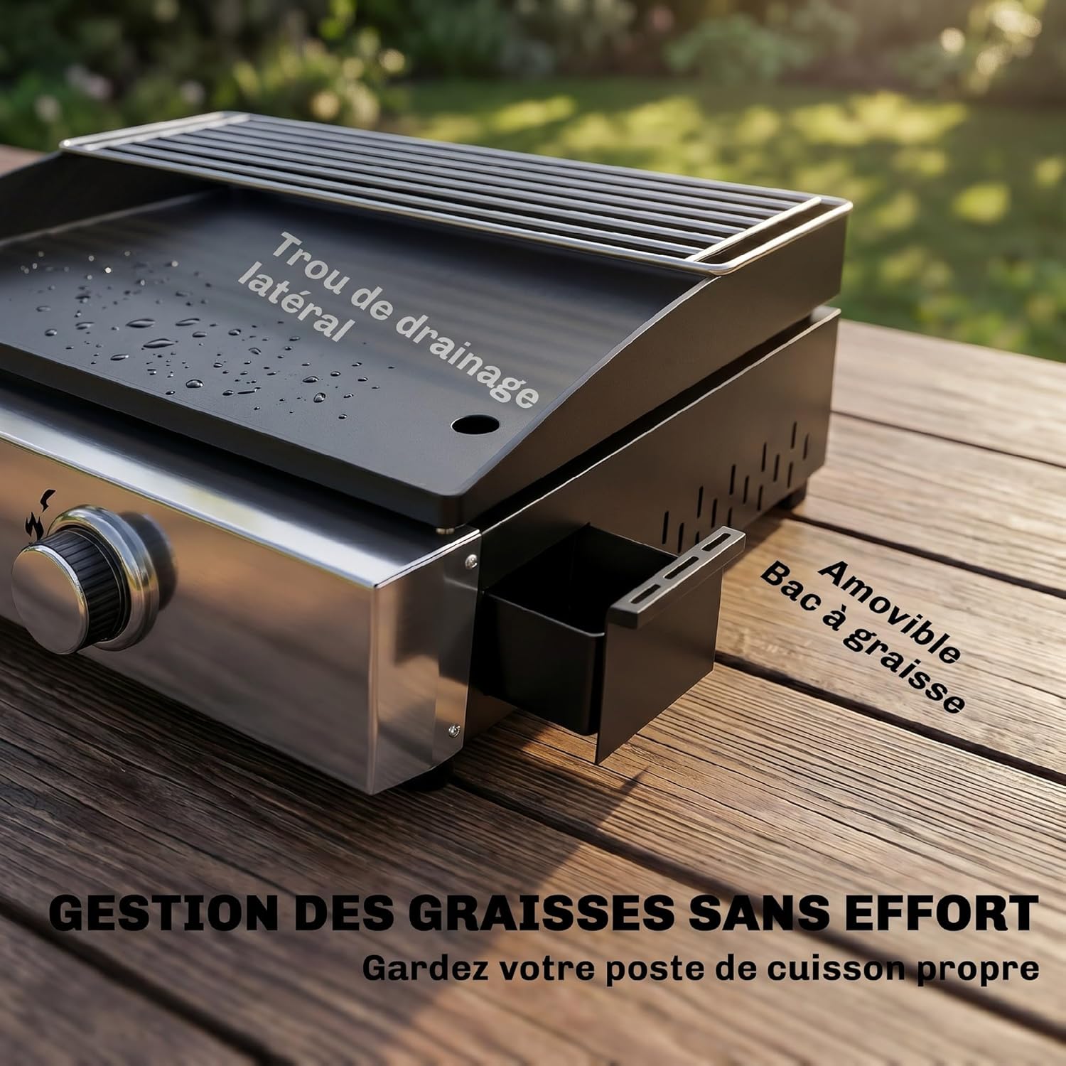 Outsunny - Plancha gaz série 3 brûleurs - 60x40 cm - plaque émaillée, grille maintien chaleur, acier inoxydable