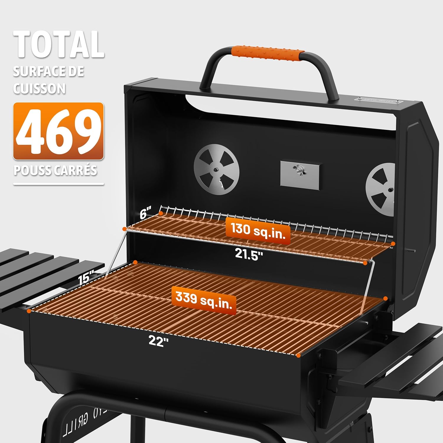 KEYO Grill 23 pouces barbecue pentagonal, chromé, 469 Sq In-23 Pouces