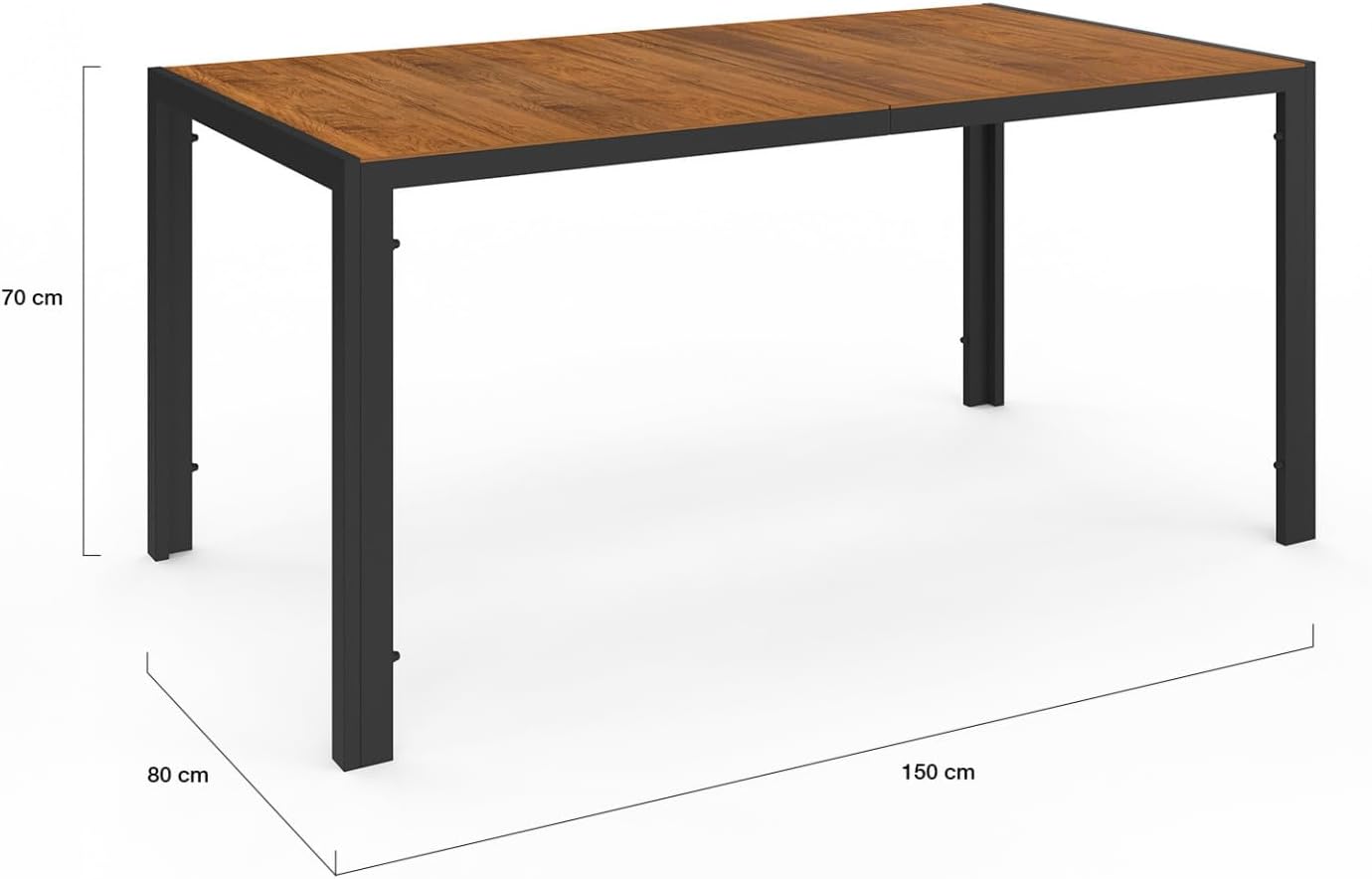 IDMarket - Salon de jardin NOUMEA - 150 cm - plateau verre/bois, 6 chaises