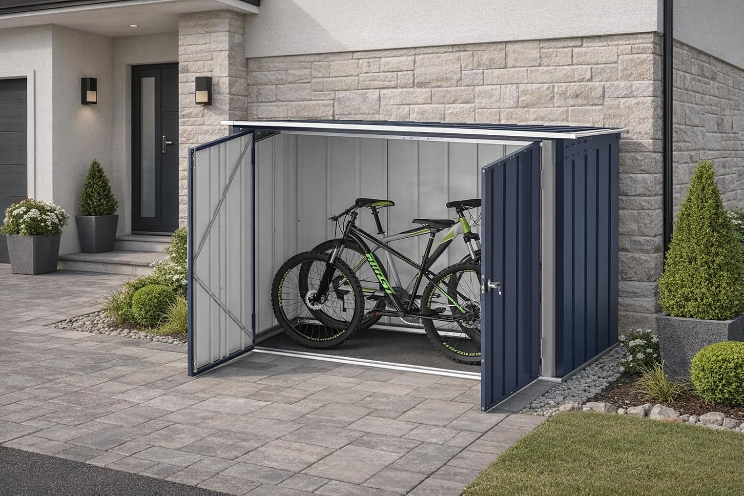 Duramax - Abri à vélos double - 203x101x146 cm - métal, portes verrouillables