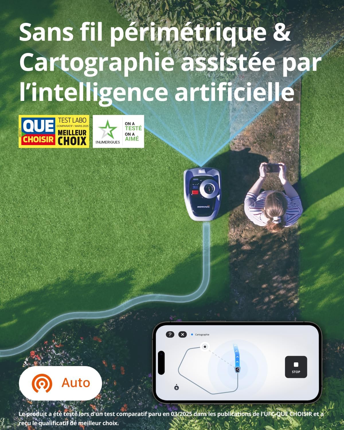 Segway - Navimow i105E - 500/600m² - tondeuse robot, RTK+Vision, multizone, IA, limite virtuelle, i105E