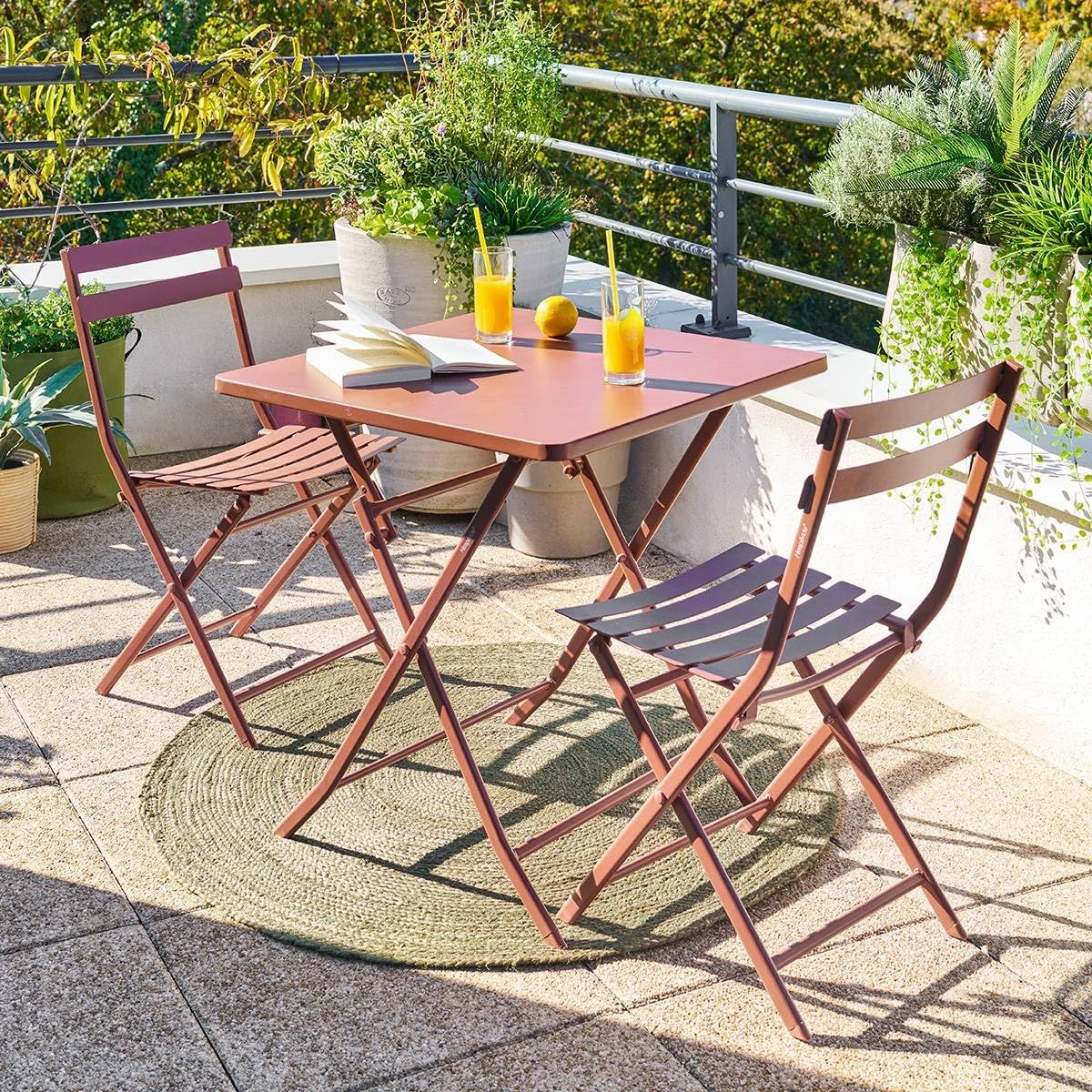 Hespéride - Greensboro - 2 places 70x70cm - table pliante acier acajou