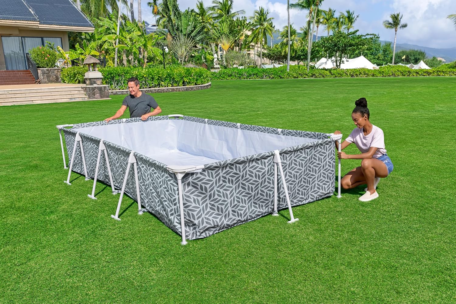 Bestway - Steel Pro imprimée Graphique - 366x201x66 cm - Piscine hors sol rectangulaire