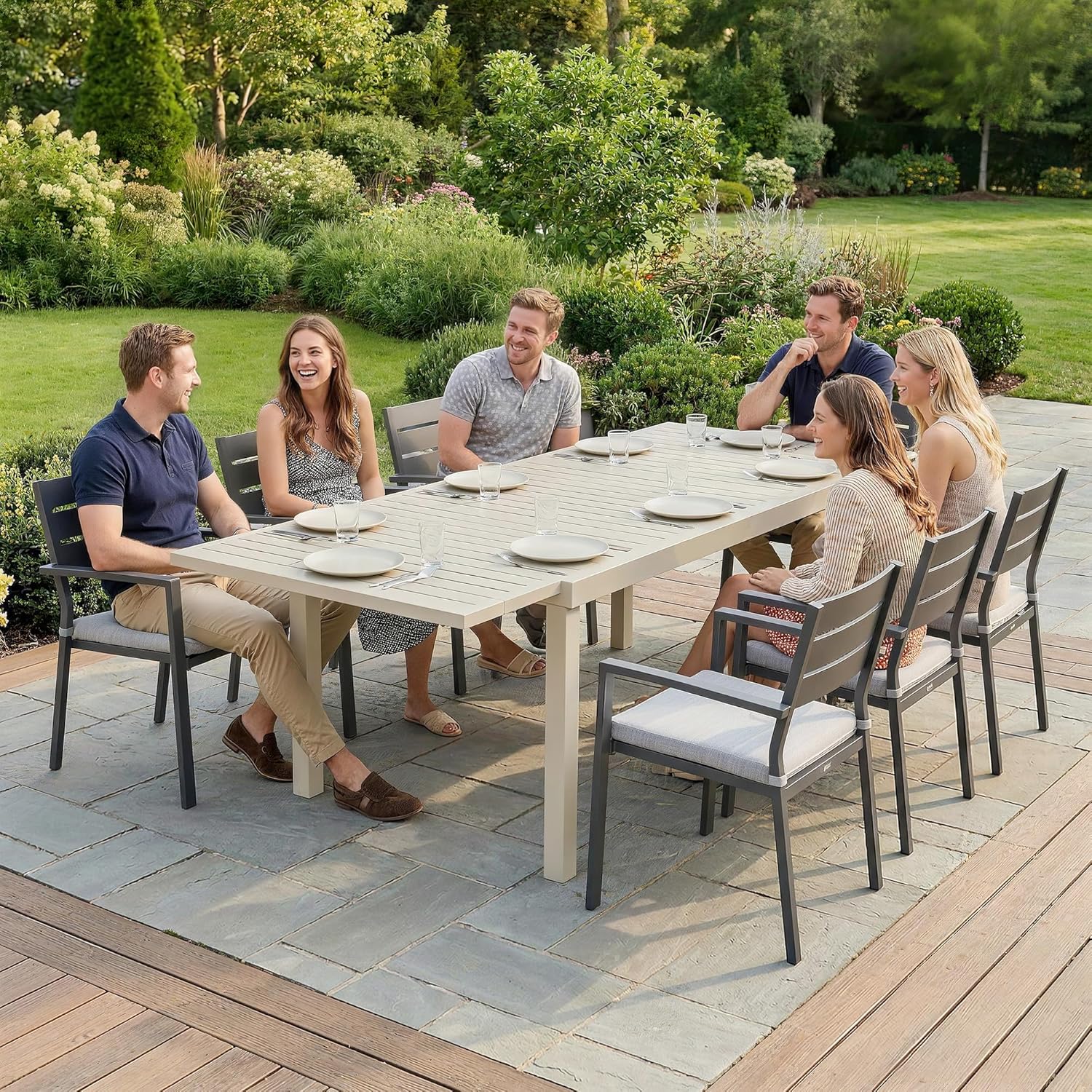 Outsunny - table extensible 150-225 cm - aluminium léger, 6-8 pers
