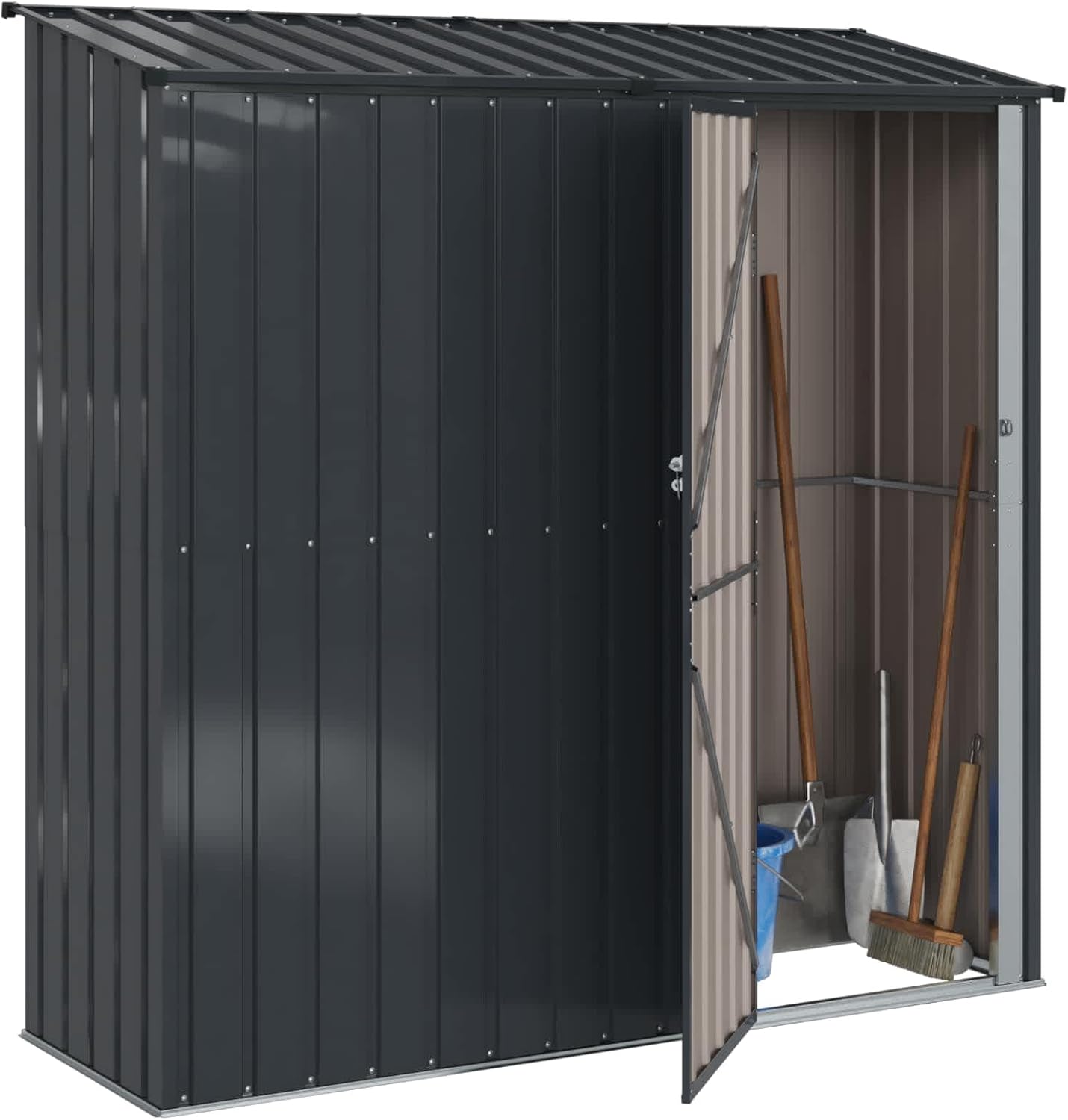 vidaXL Cabanons de Jardin Anthracite 203,5 x 73 x 200 cm Métал, Abri de Jardin et terrasse, Rangement Moderne, résistant aux intempéries, Durable, Design rectangulaire, Espace Ample