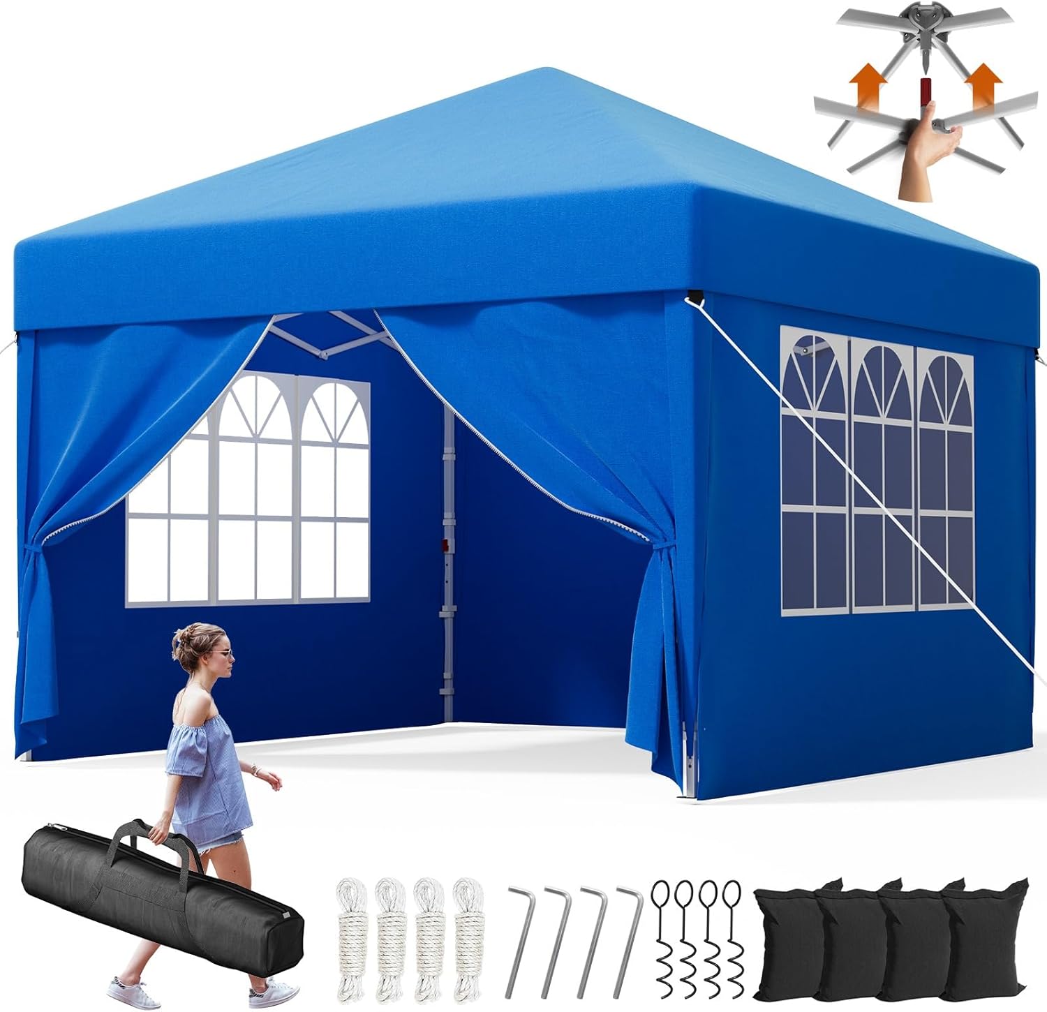 Devoko - tonnelle pliante - 3x3 m - imperméable, 4 parois, UV 50+