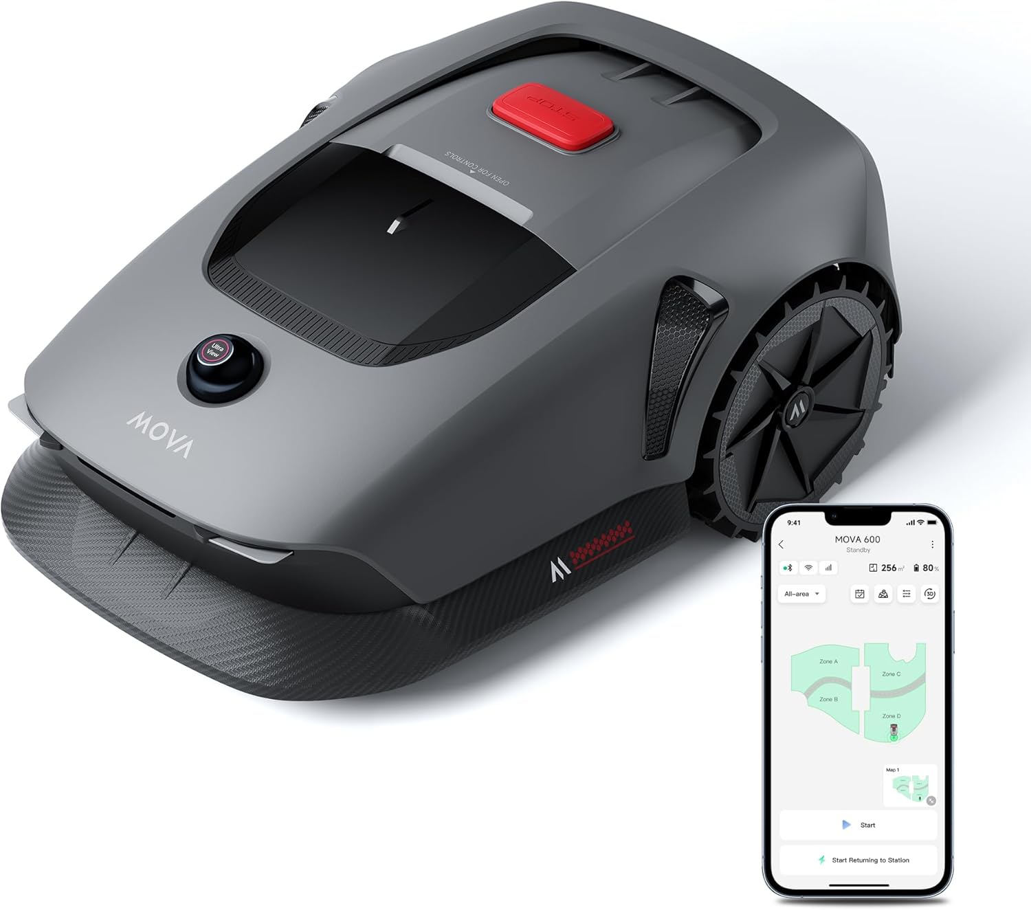 MOVA - 600 Robot Tondeuse - 600m² - Cartographie 3D LiDAR, obstacles, silencieux