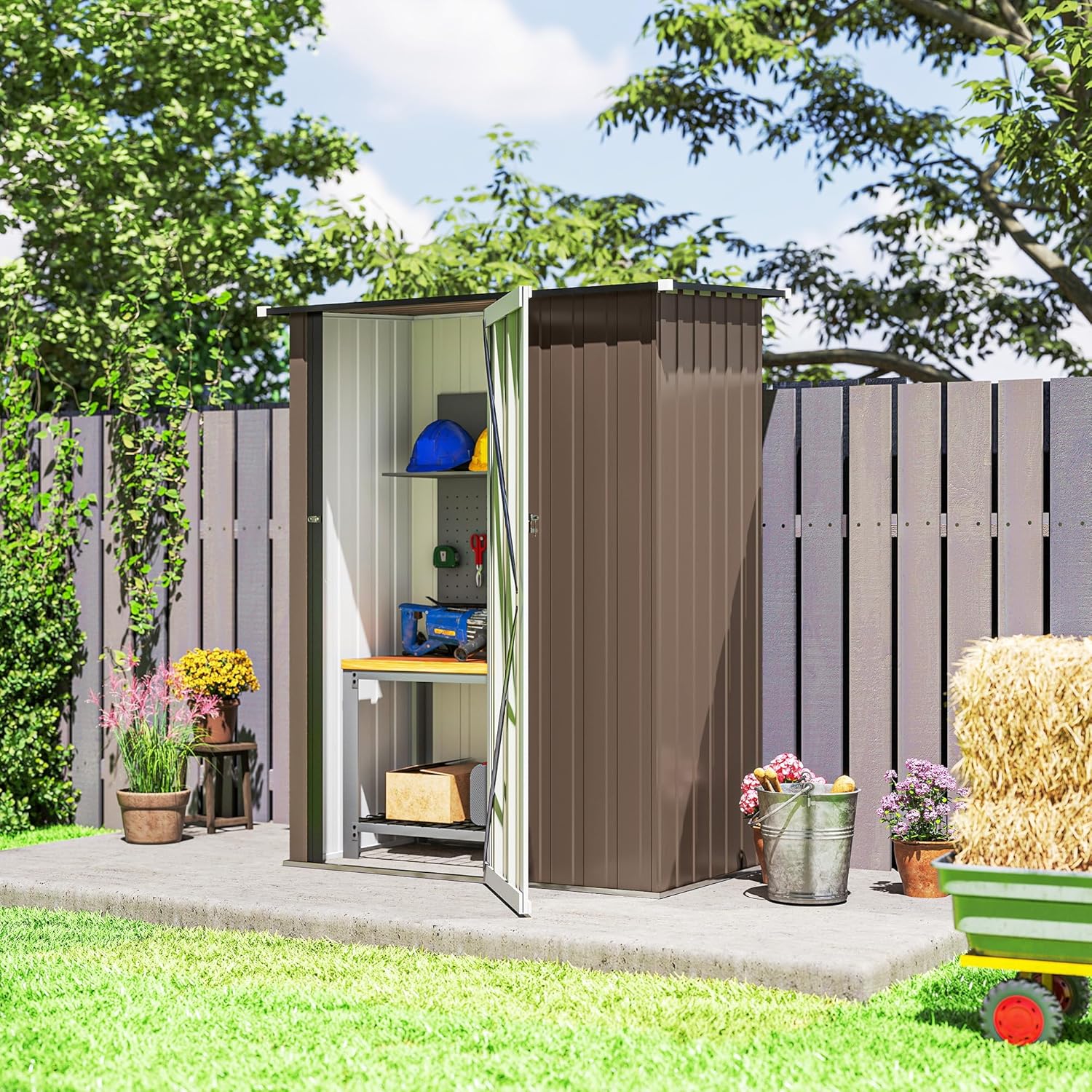 Outsunny - abri de jardin acier galvanisé 142x86x189cm - porte verrouillable 1m²