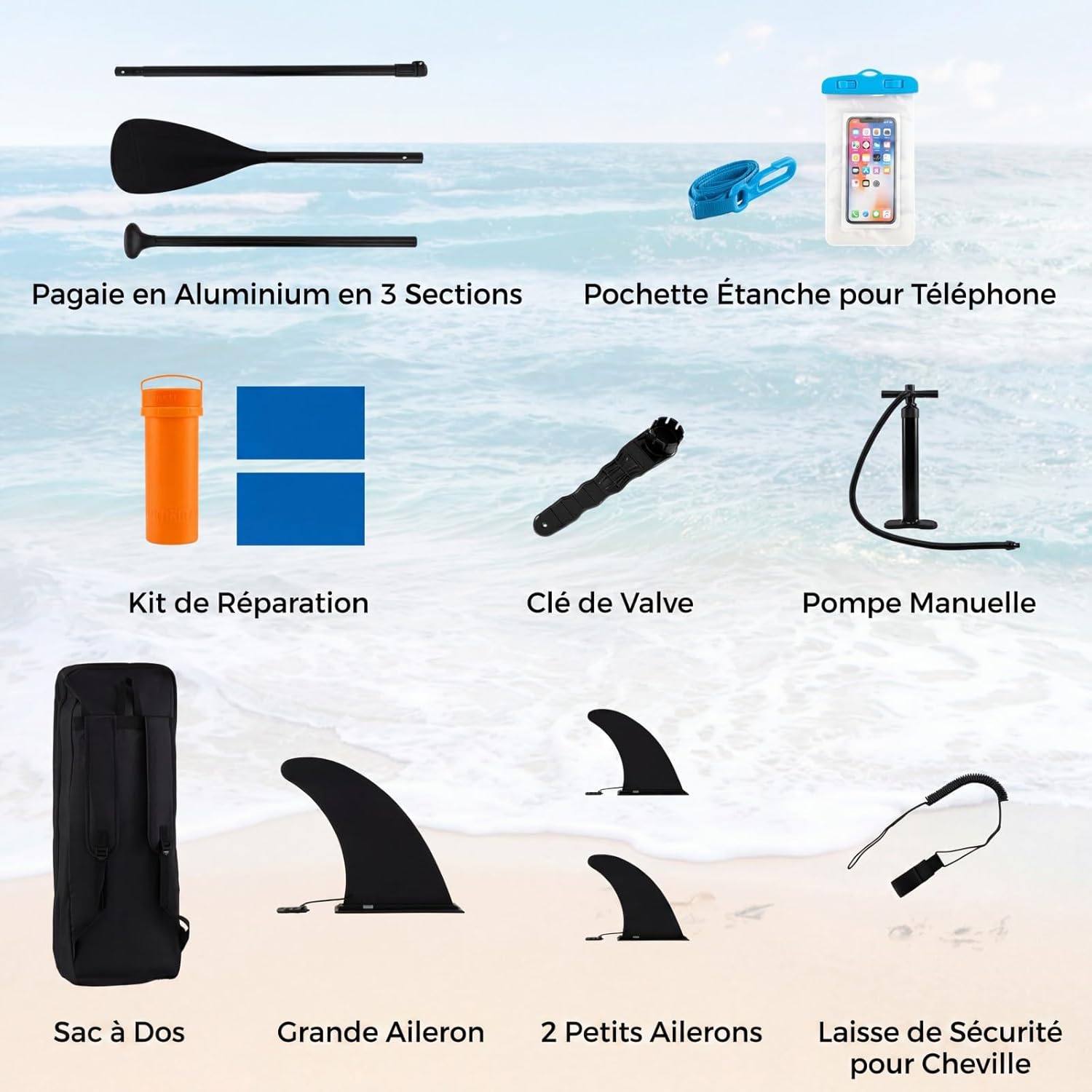 COSTWAY - Paddle board gonflable - réglable, sac à dos, pompe, sécurité
