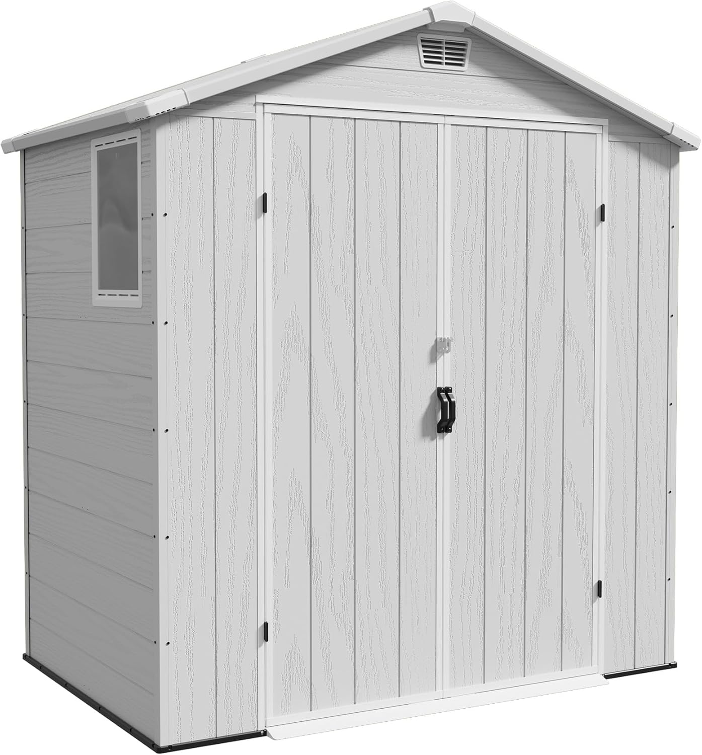 Triumphkey Abri de rangement extérieur de 1,8 x 1,2 m, abri de jardin en plastique avec porte verrouillable, résistant aux intempéries, pour vélo, outils et poubelle de rangement pour pelouse