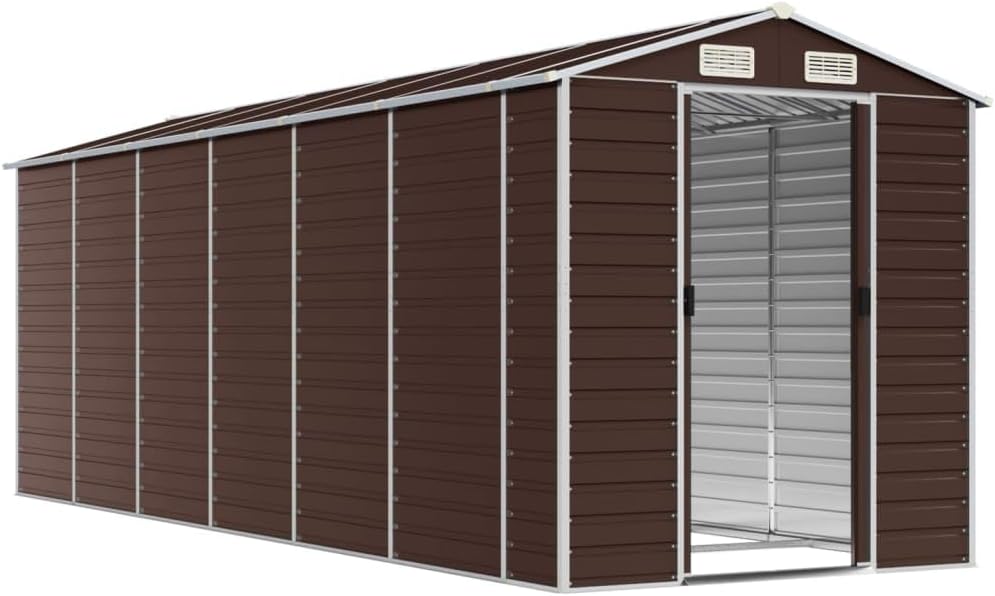 vidaXL - Abri de jardin acier galvanisé marron 191x555x198 cm
