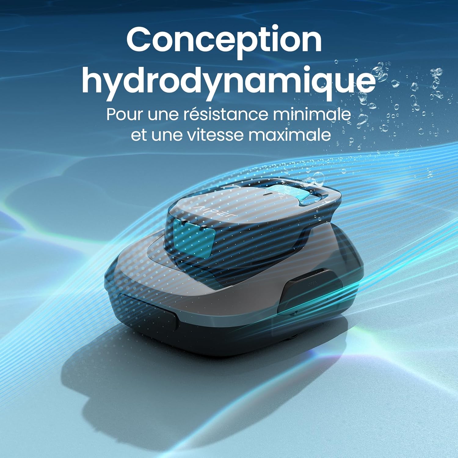 AIPER - Robot piscine sans fil - 80 m² - 90 min autonomie, aspire débris, auto-stationnement