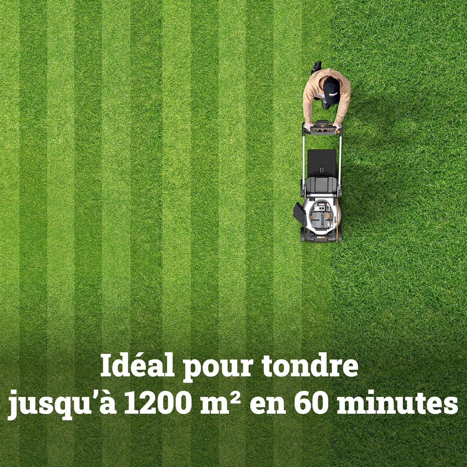 WORX - tondeuse sans fil série Brushless - 51 cm - 1000m², 70L, mulching, 7 coupes, 4x20V, WG761E