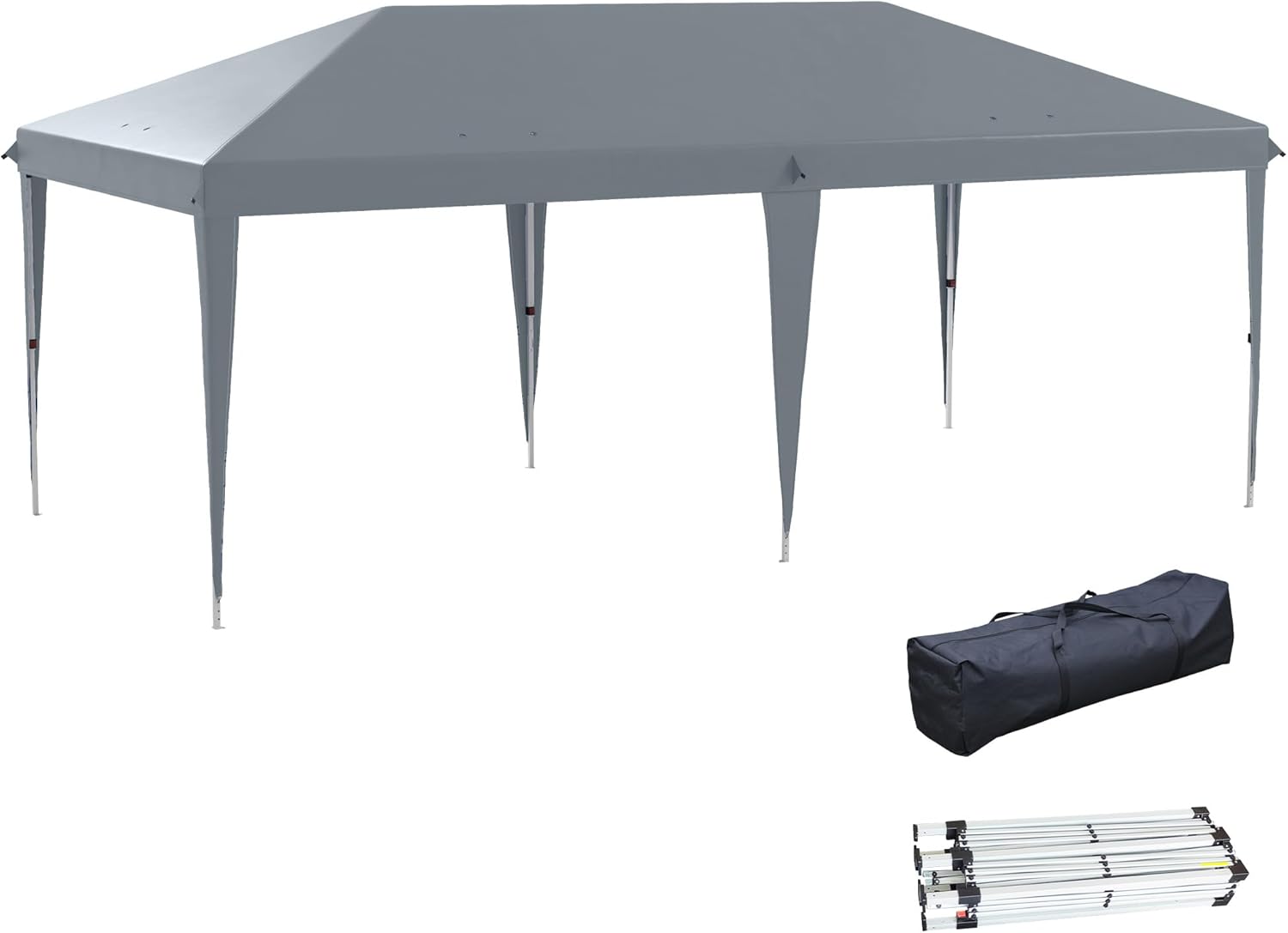 Outsunny Tonnelle Pliante 3x6m tonnelle de Jardin extérieur Barnum de Jardin Pop-up Pliant Sac Inclus Acier époxy Oxford Haute densité Gris Clair