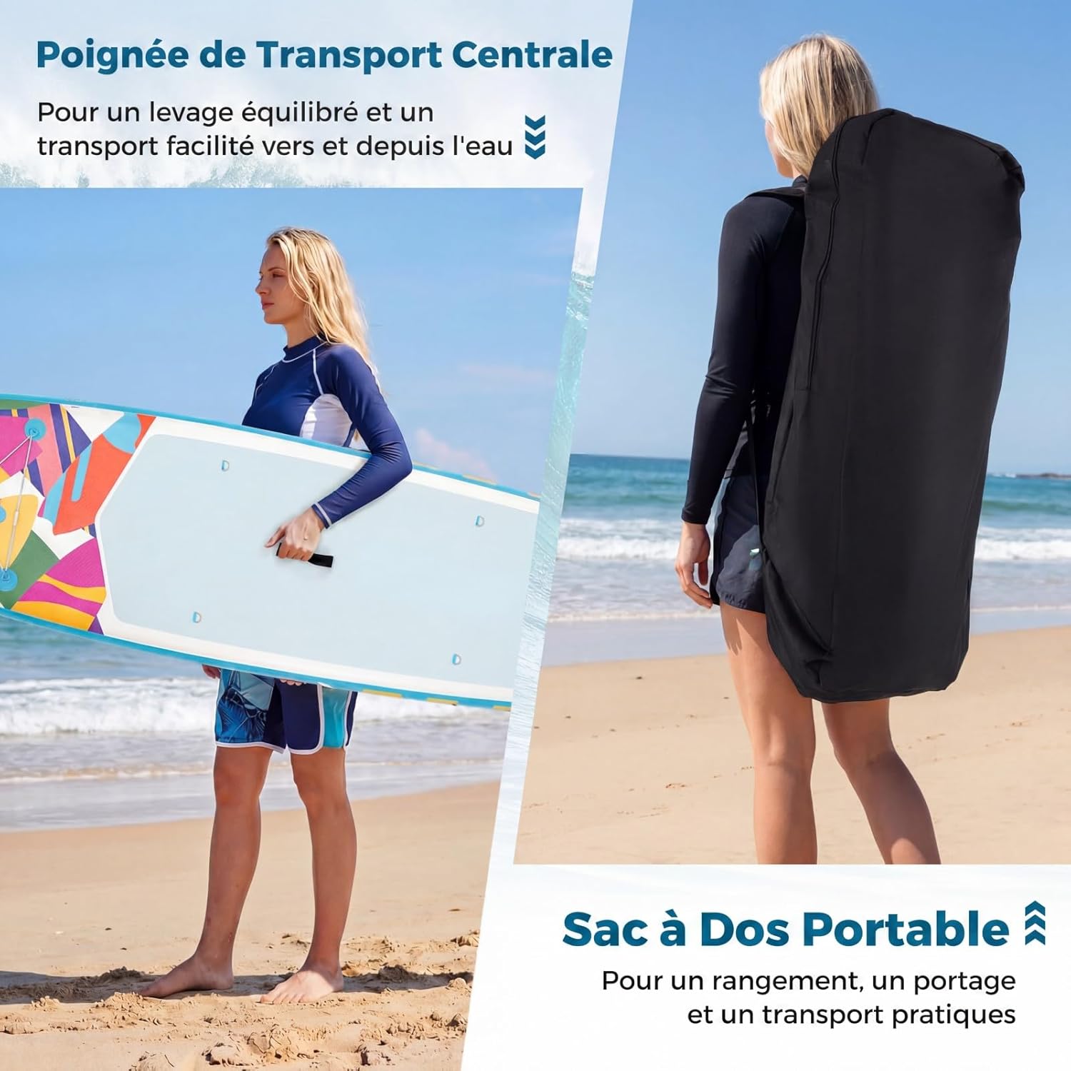COSTWAY - Paddle Board gonflable - 320x76x15cm - Sac, leash, pompe
