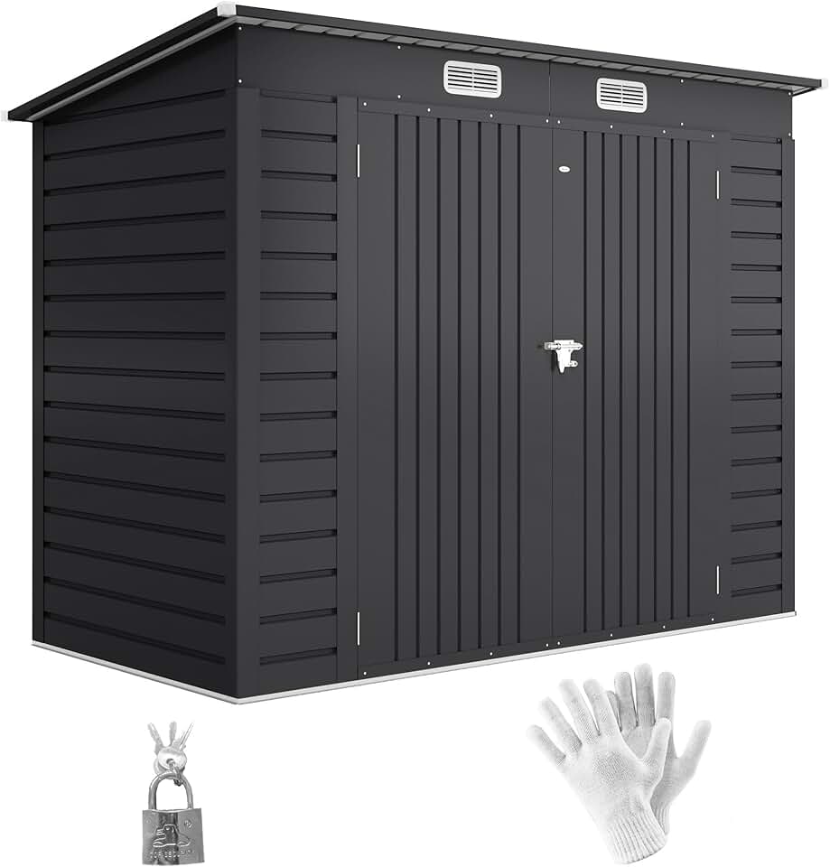 Outsunny - abri de jardin métal 3 m² - acier, portes verrouillables, aération, gants - 249x121x183 cm