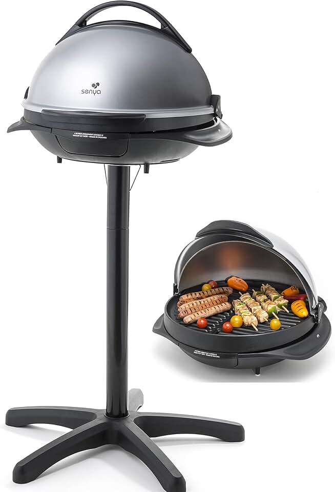 SENYA - Barbecue électrique 2 en 1 - Plaque fonte, couvercle - 2200W - SYCK-G043