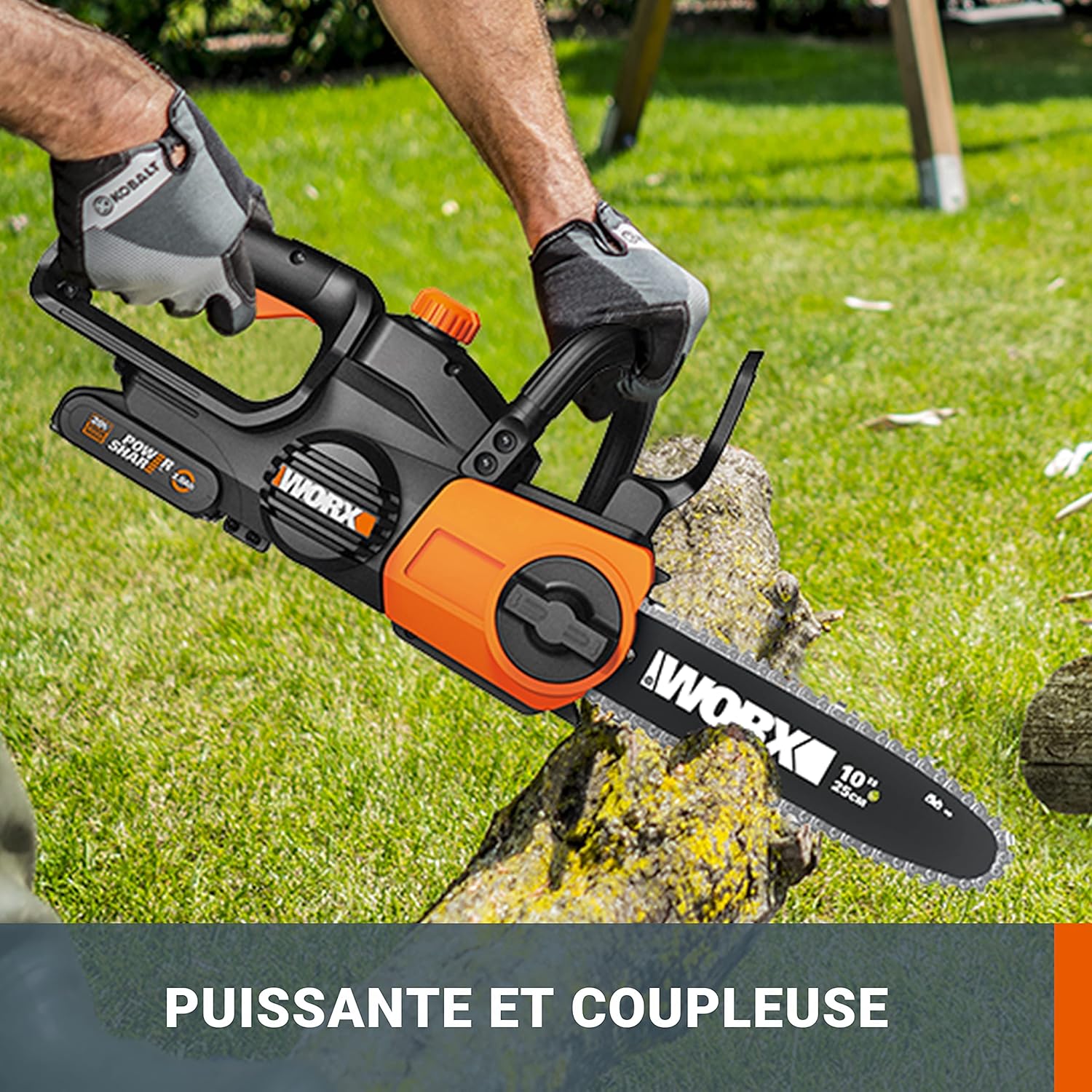 WORX - tronçonneuse sans fil série WG - guide 25cm, légère, 20V, batterie incluse - WG322E.1