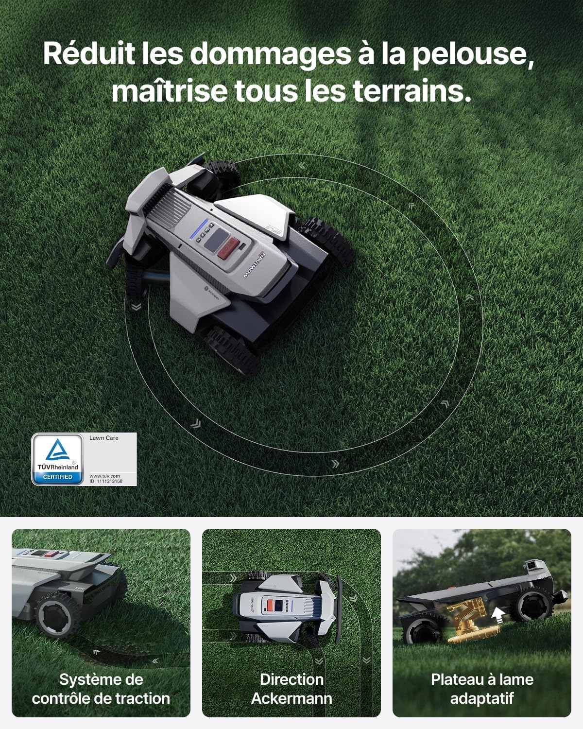 Segway - Navimow X420 - robot tondeuse 4x4, pente 84%, 2000 m², X420