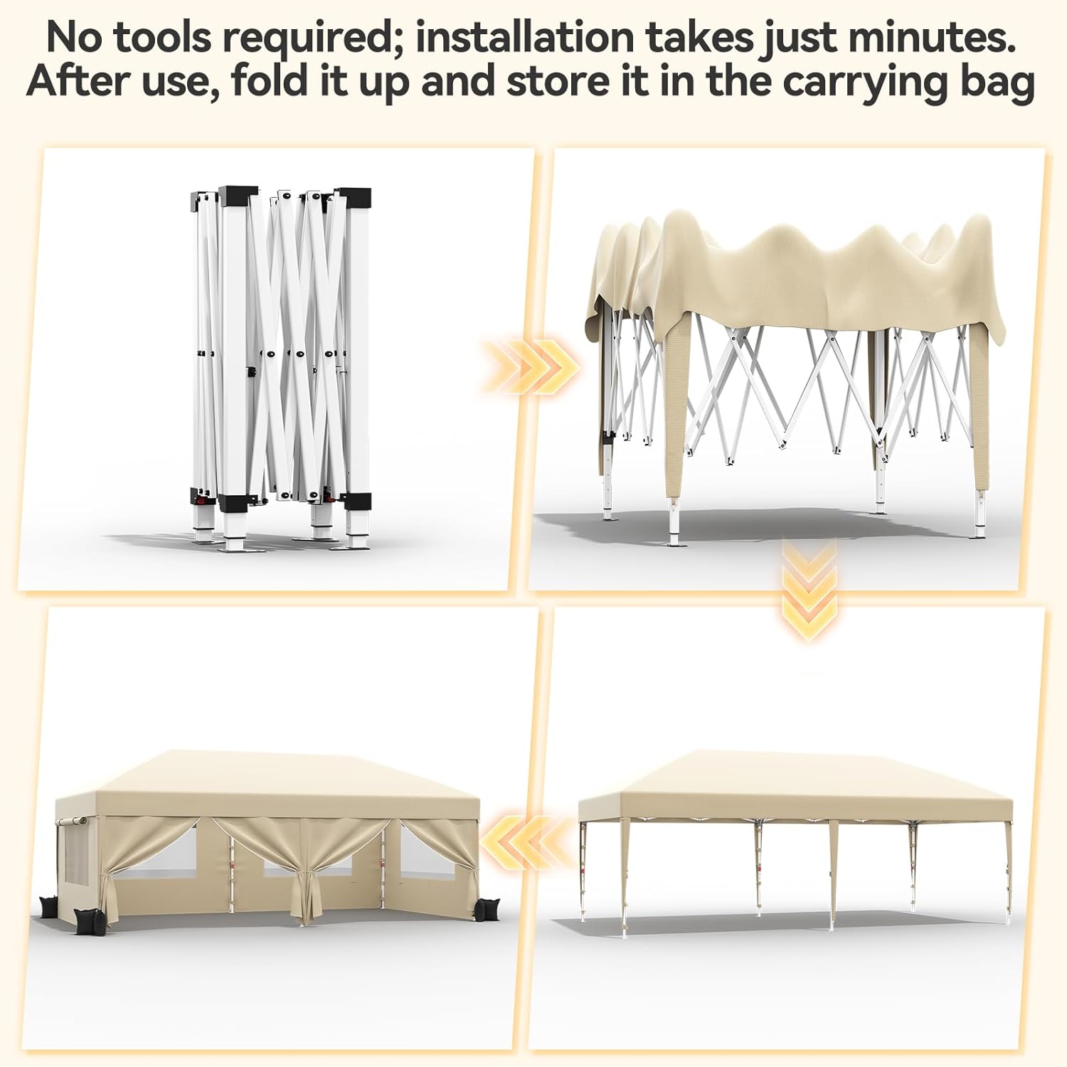 JUMMICO - tonnelle pliante - 3x6m - moustiquaire, imperméable, anti-UV