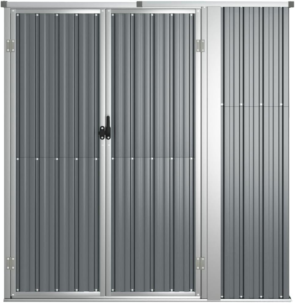 Abri à Outils de Jardin - 161x89x161 cm - Acier galvanisé, Gris