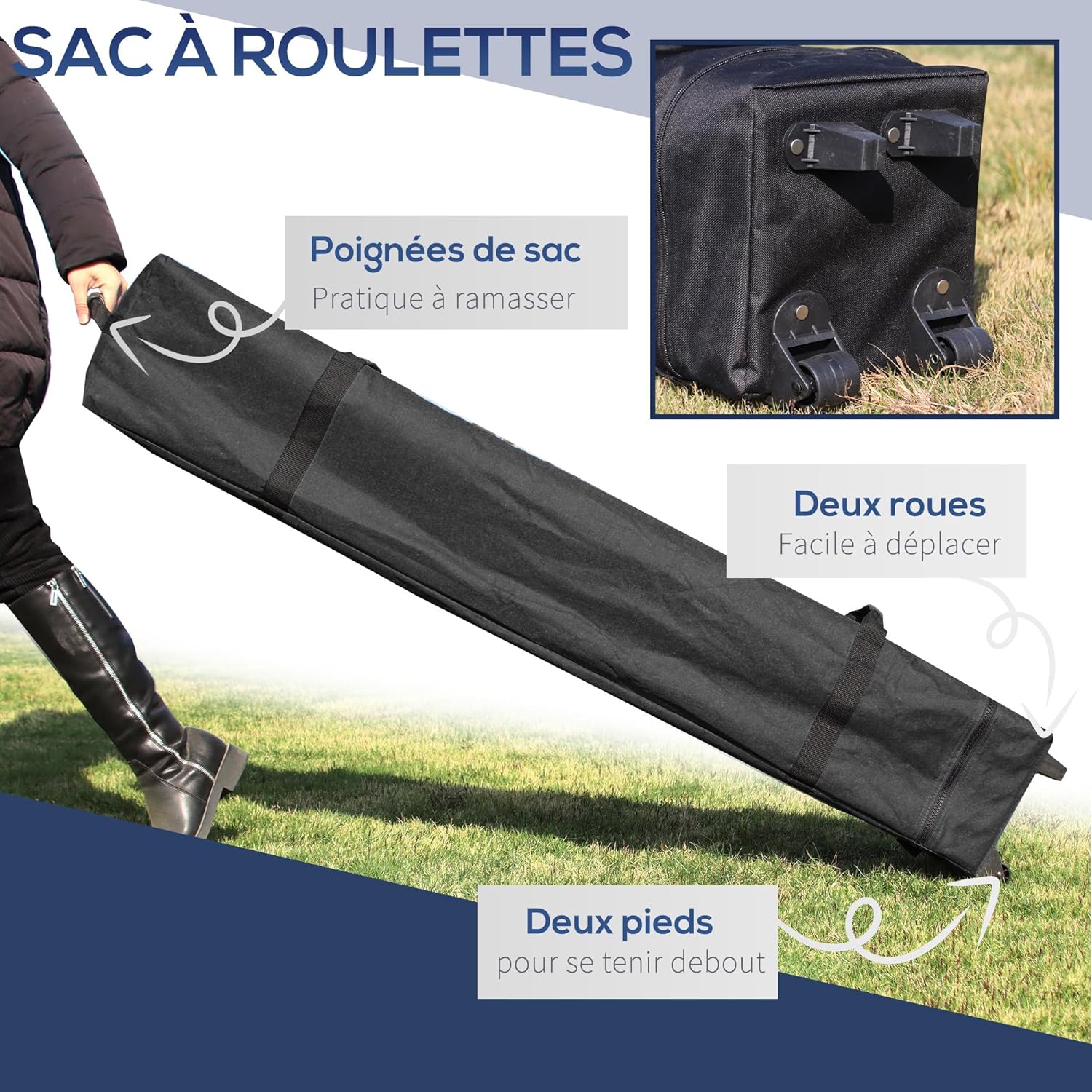 Outsunny - Barnum pliant jardin série Pop-up - 5x3m - 2 parois, sac à roulettes, tissu Oxford