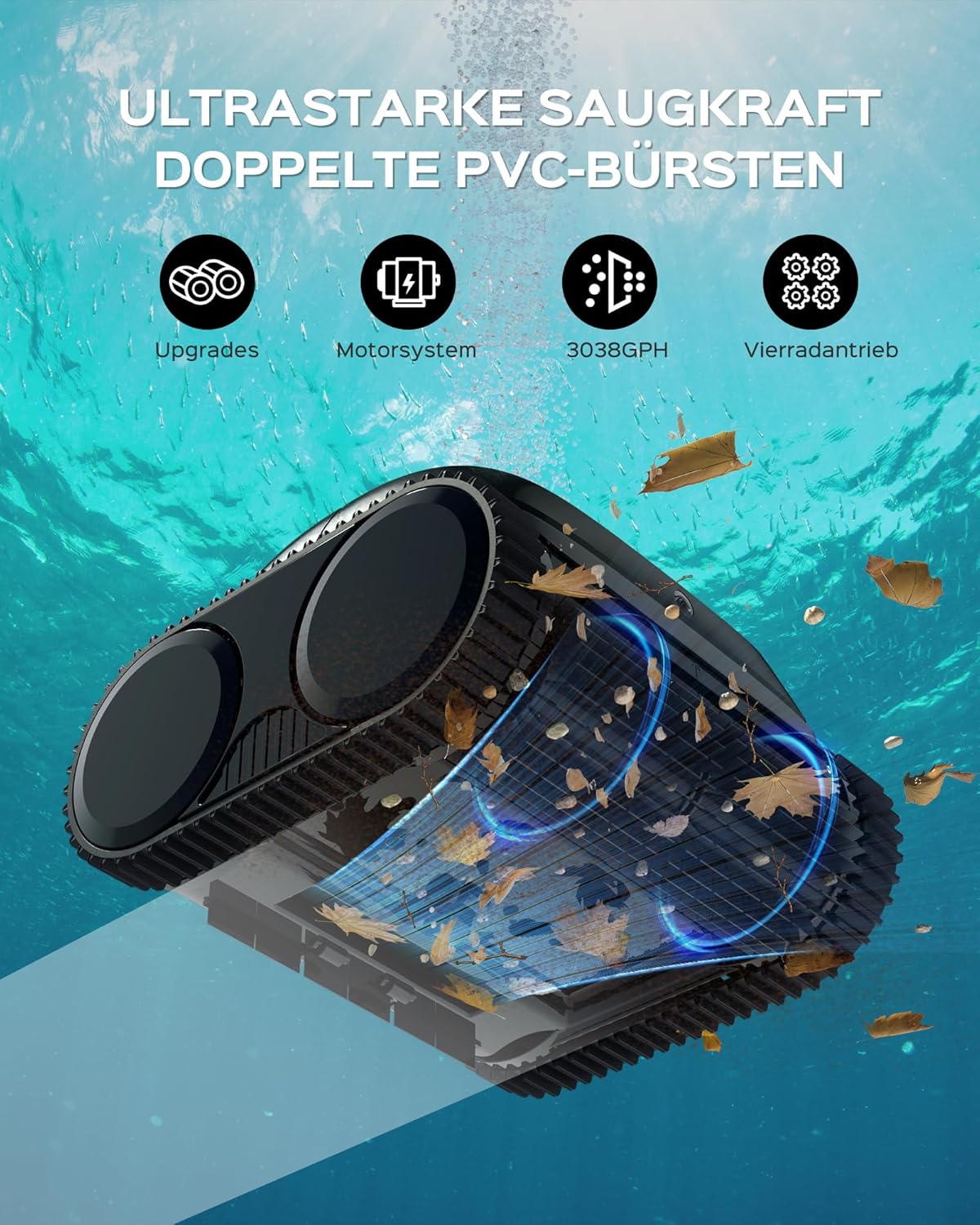 WYBOT - C1-Plus Robot Piscine Sans Fil - Nettoyage 4-en-1, Paroi & Ligne d'eau, 160min/160m², Navigation Intelligente, A
