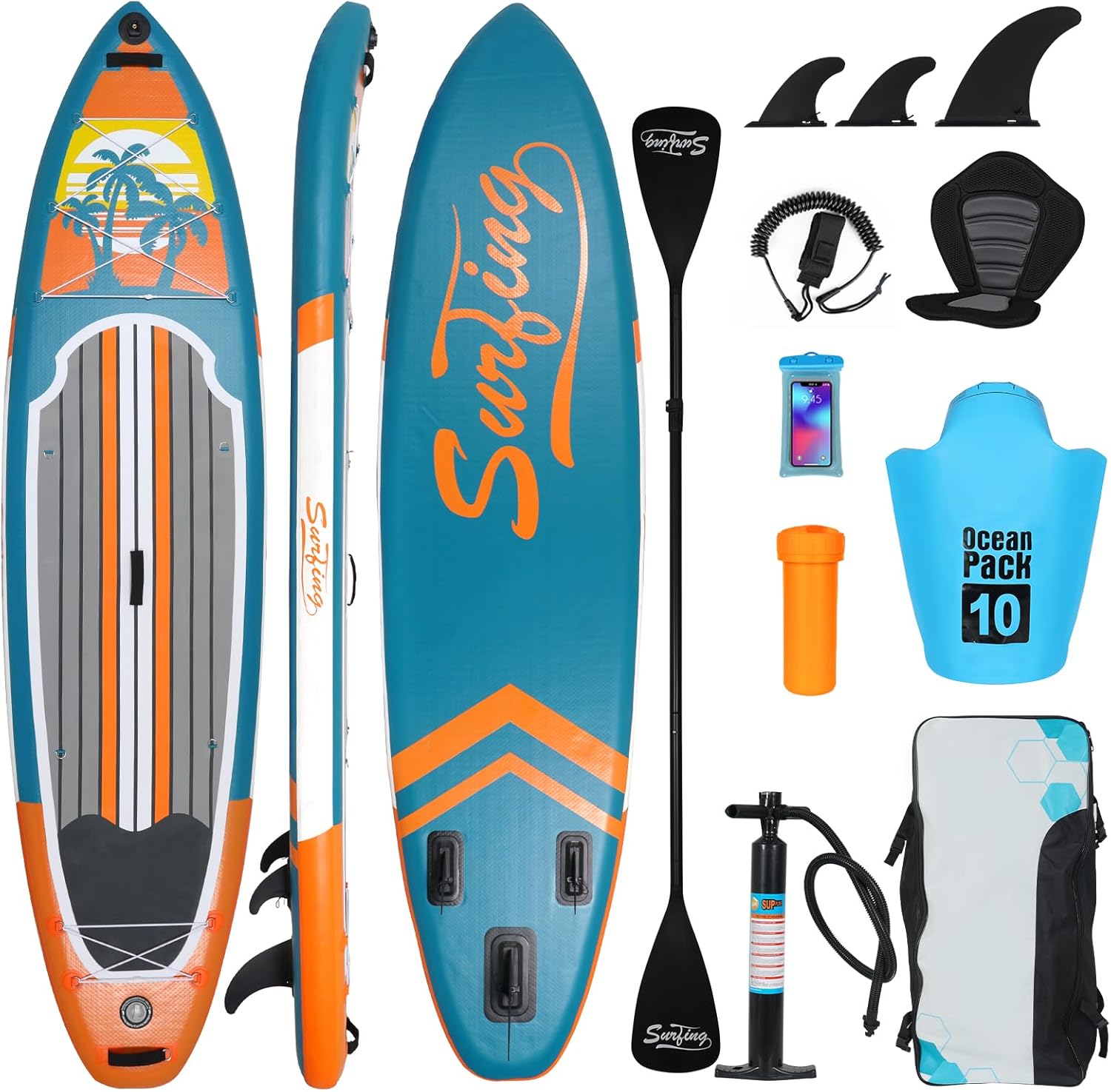 YU YUSING - Paddle gonflable adulte - 320/335cm - 2 personnes, siège kayak, pagaie alu, caméra, pompe, 150kg