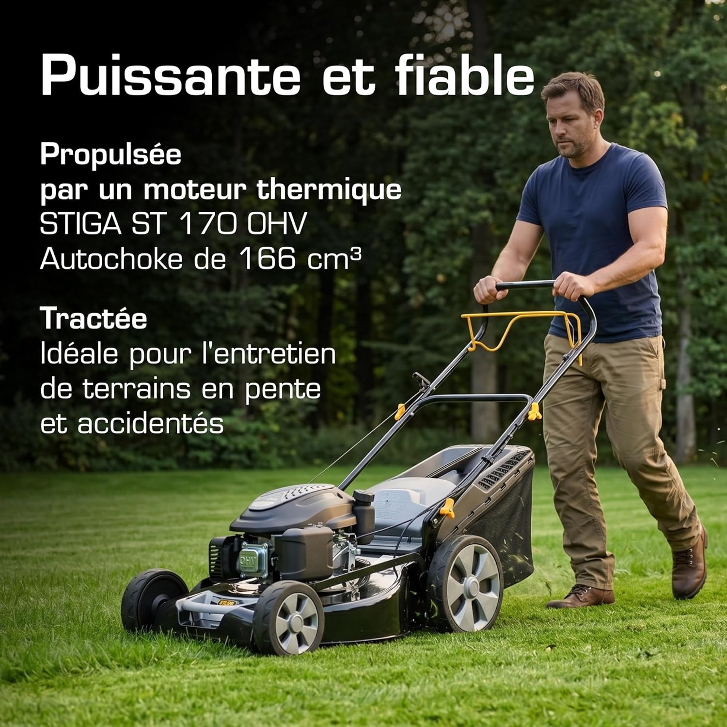 ALPINA AL5 51 SAQ Tondeuse à Gazon tractée - Moteur 166cc, Largeur de Coupe 51cm, bac de ramassage 60L, système de Coupe 4 en 1