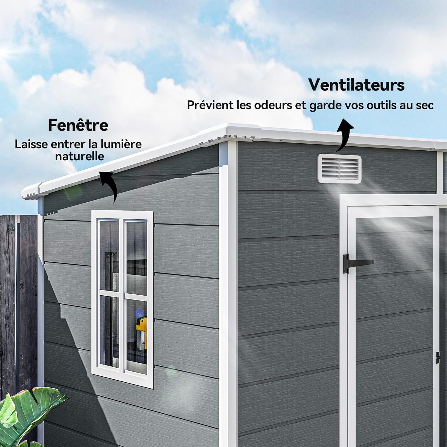 Outsunny - Abri de jardin 2,4x1,3m - aluminium/PP, fondation, fenêtres, 2,54m²