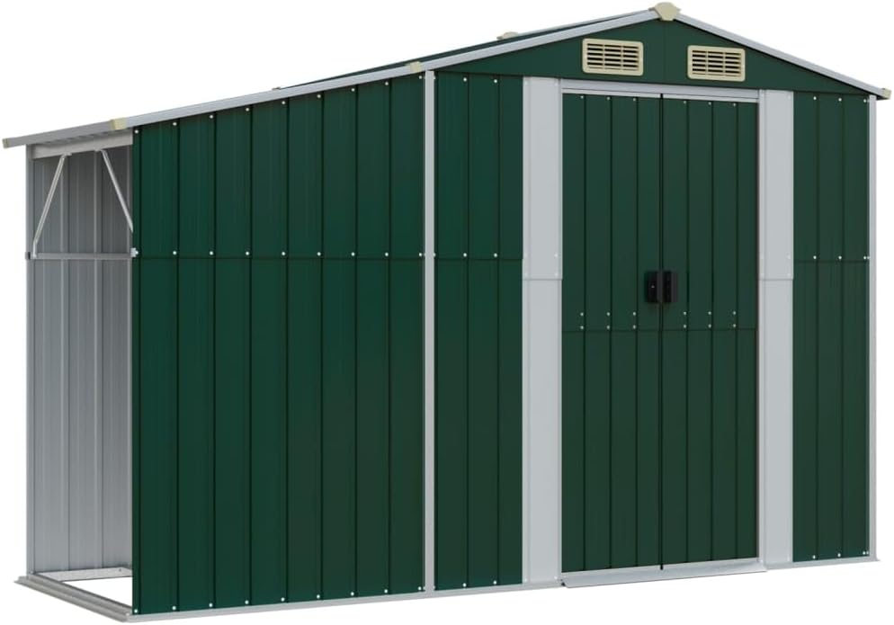 ADWOA Abri de Jardin Vert 277x192,5x179 cm Acier galvanisé,Abris De Jardin,Abri De Stockage pour Jardin,Abri D'Outils De Jardin