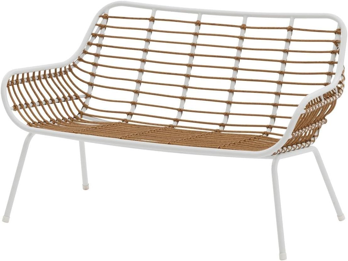 Hespéride - Paopao Salon de Jardin - 4 places - acier epoxy, pieds ajustables - Blanc et Beige