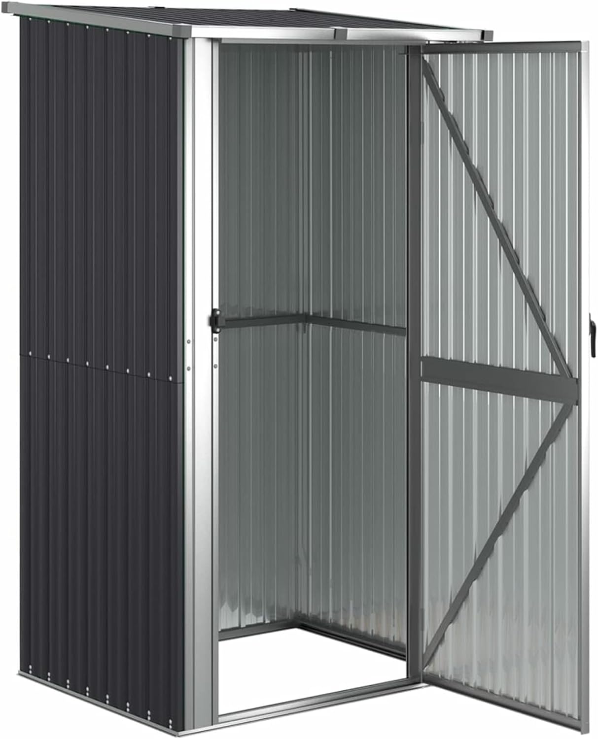 Homgoday Abri de jardin en acier galvanisé anthracite 118,5 x 97 x 209,5 cm