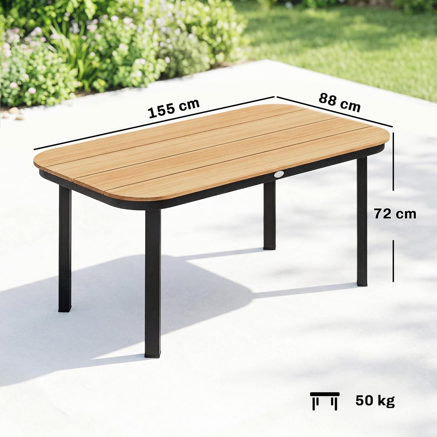 Outsunny - Table de jardin WPC lattes 155x88x72cm - 4-6 pers. métal