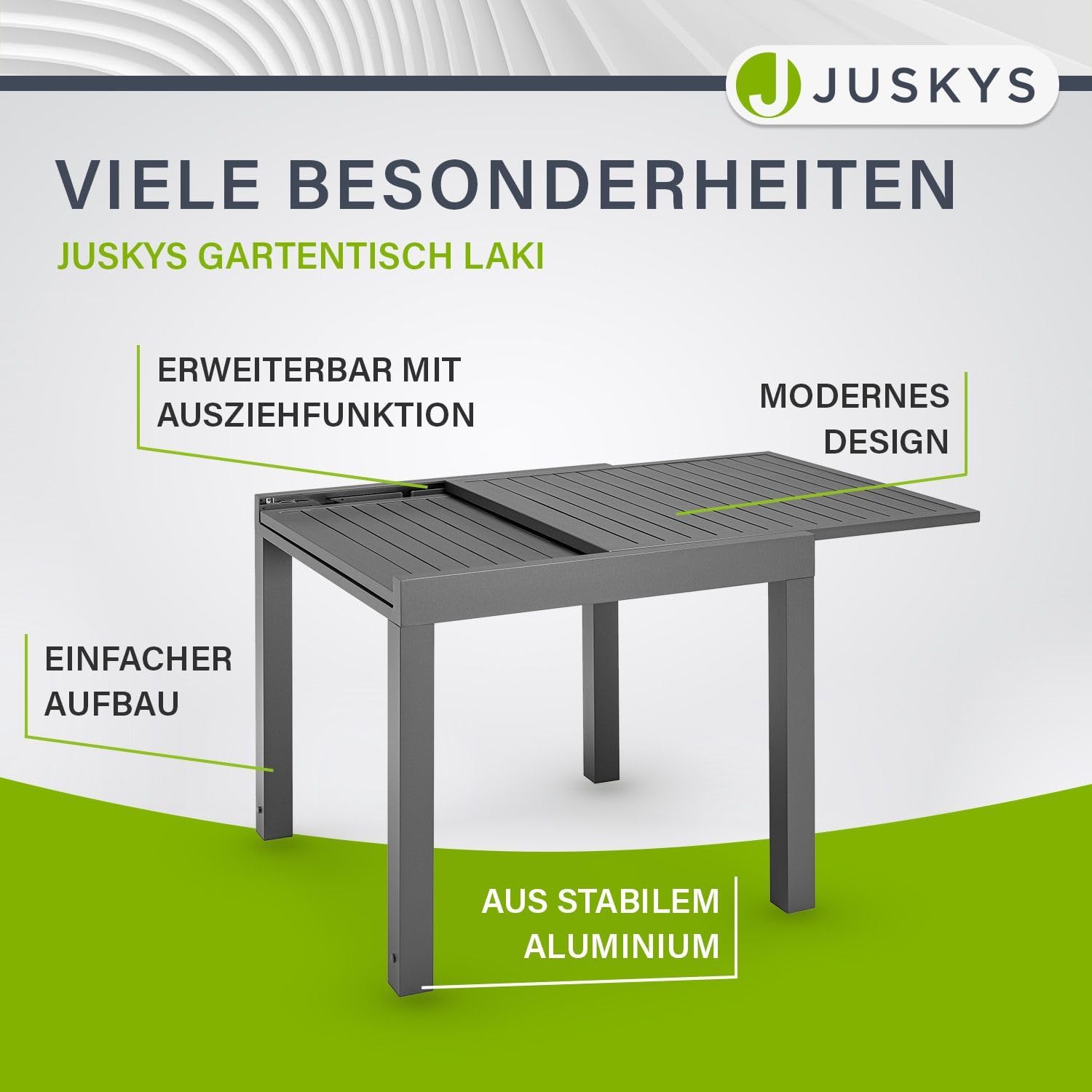 Juskys - Laki - 80x80 cm extensible - Table aluminium balcon jardin