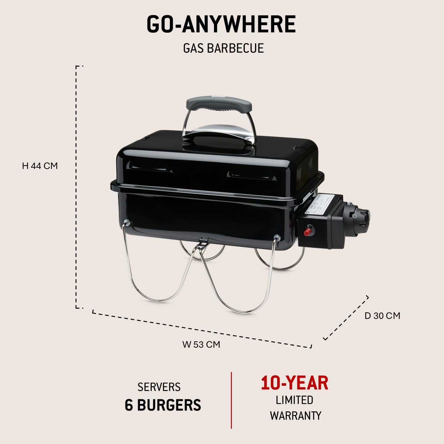 Weber - Go-Anywhere - 42x26cm - barbecue gaz portable pieds repliables