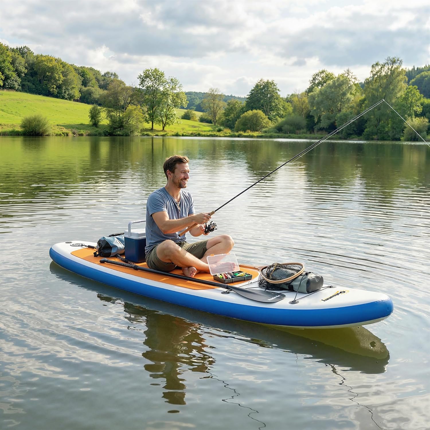 Outsunny Planche de stand up paddle gonflable de 305 cm avec pagaie réglable en aluminium, aileron amovible, dragonne antidérapante, accessoires pour sac à dos, 150 kg, pour adultes