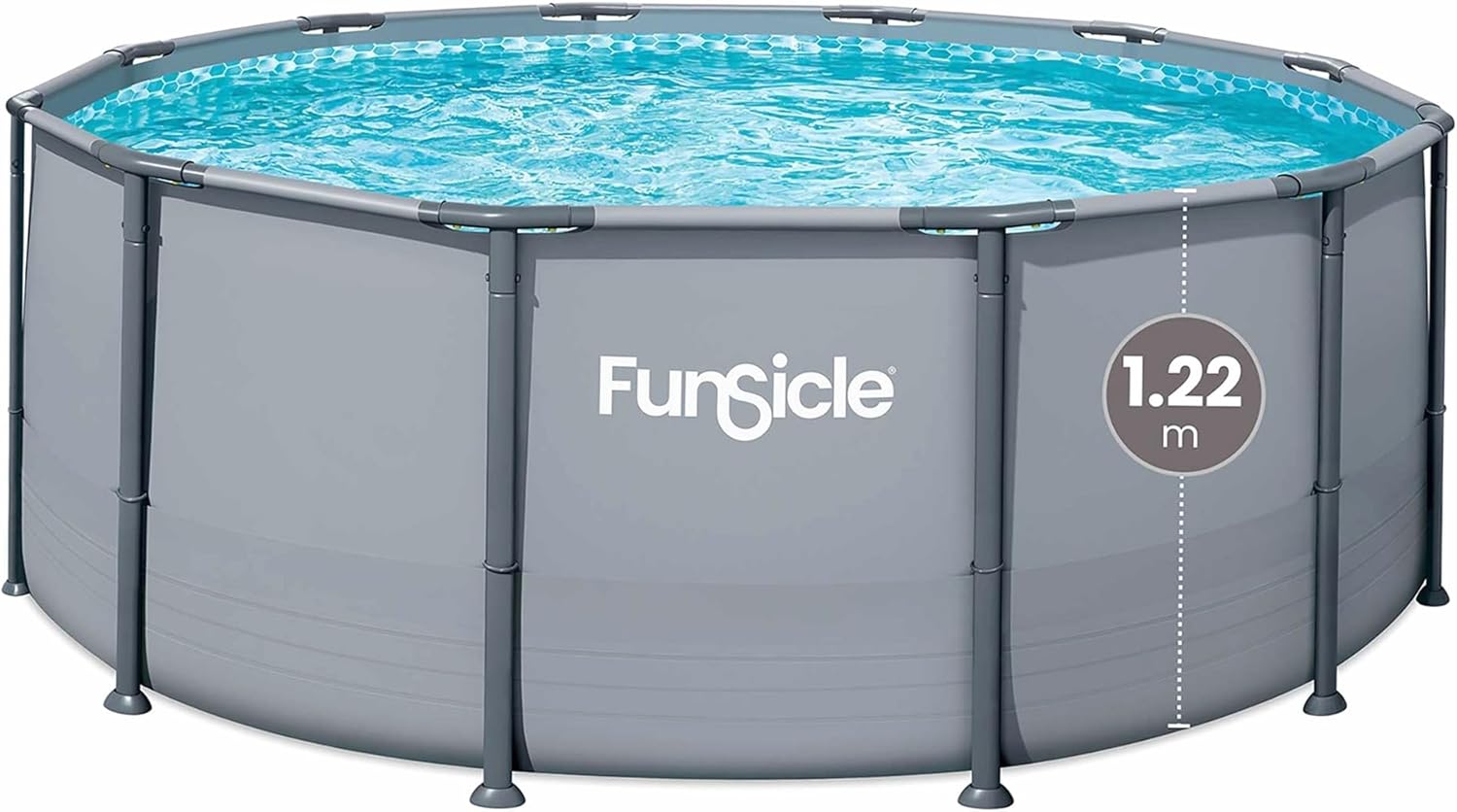 FUNSICLE Piscine Tubulaire Ronde Grise Ø3,66m x h1,22m