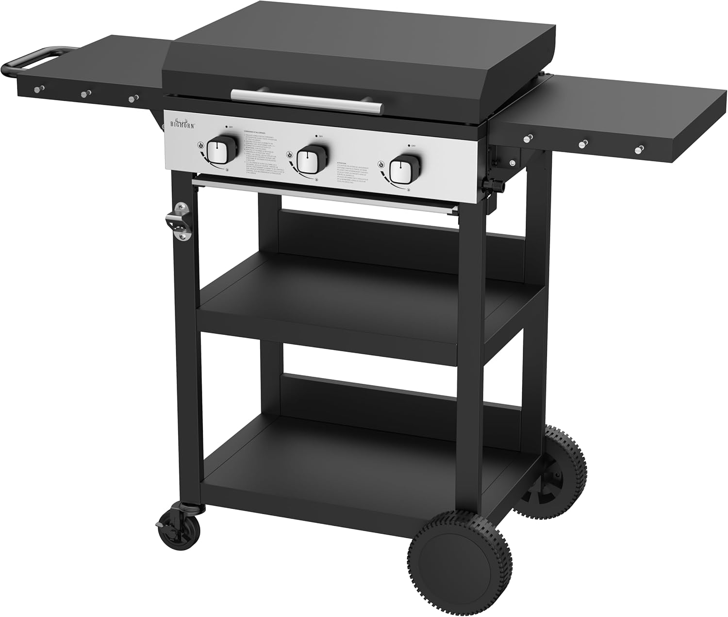 BIGHORN - Plancha gaz 3 brûleurs avec chariot, couvercle - 7,2 kW