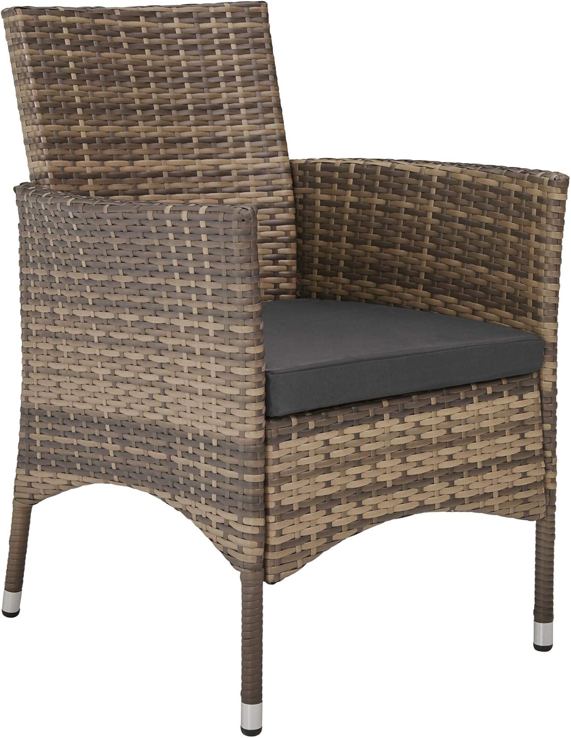 tectake - Salon de jardin rotin, 8 fauteuils, table, housse, confort, marron naturel/gris foncé