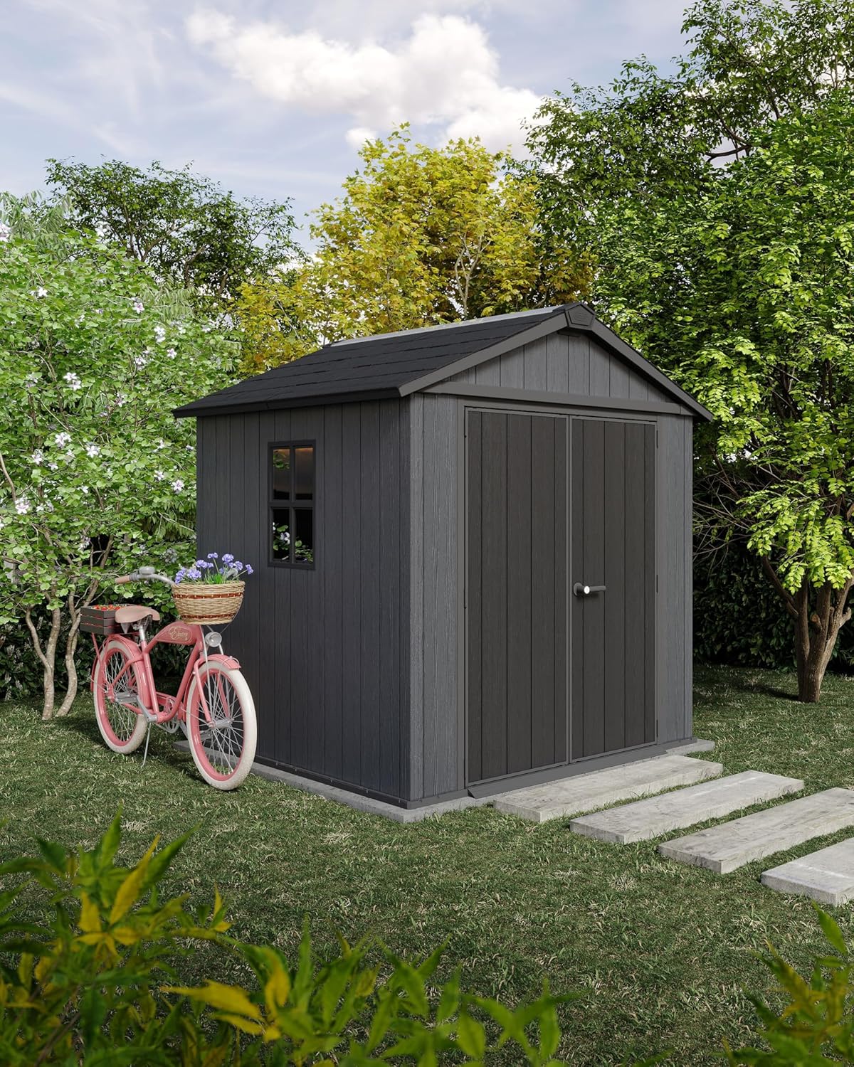Keter - Newton série - 223,8x230x246 cm - abri de jardin gris - 757