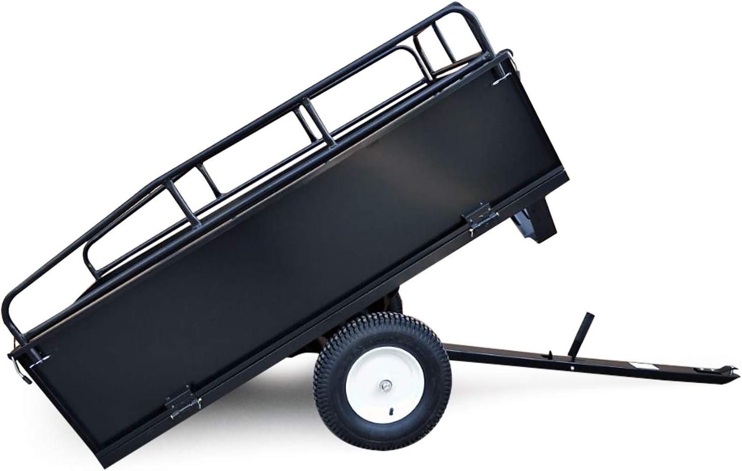Wiltec Remorque basculante sur pneus – 200 x 78 x 94,5 cm – avec Main Courante et Parois Amovibles – Dispositif d’attelage Universel – Jardinage, Transport