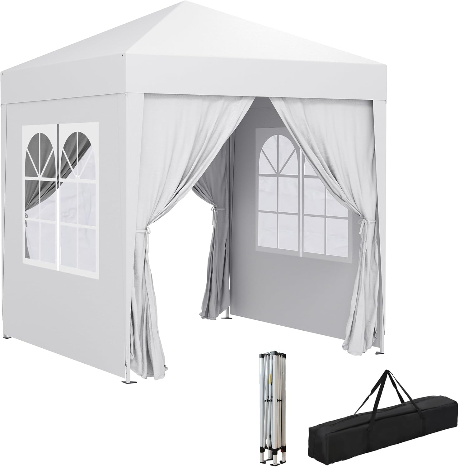 Outsunny - tonnelle pliante réglable - 2x2 m - acier, UV, 4 côtés amovibles