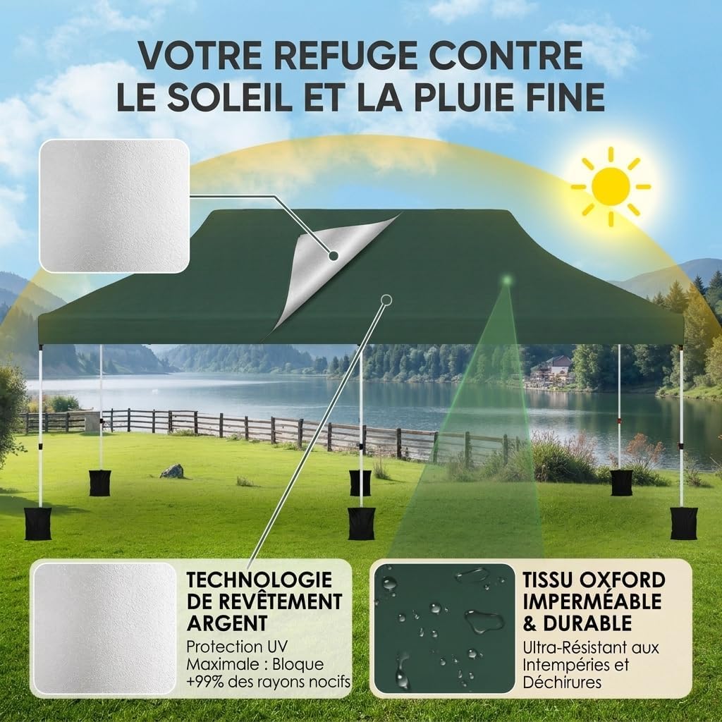 GOPLUS - Barnum pliant série jardin - 3x6m - imperméable, sac transport