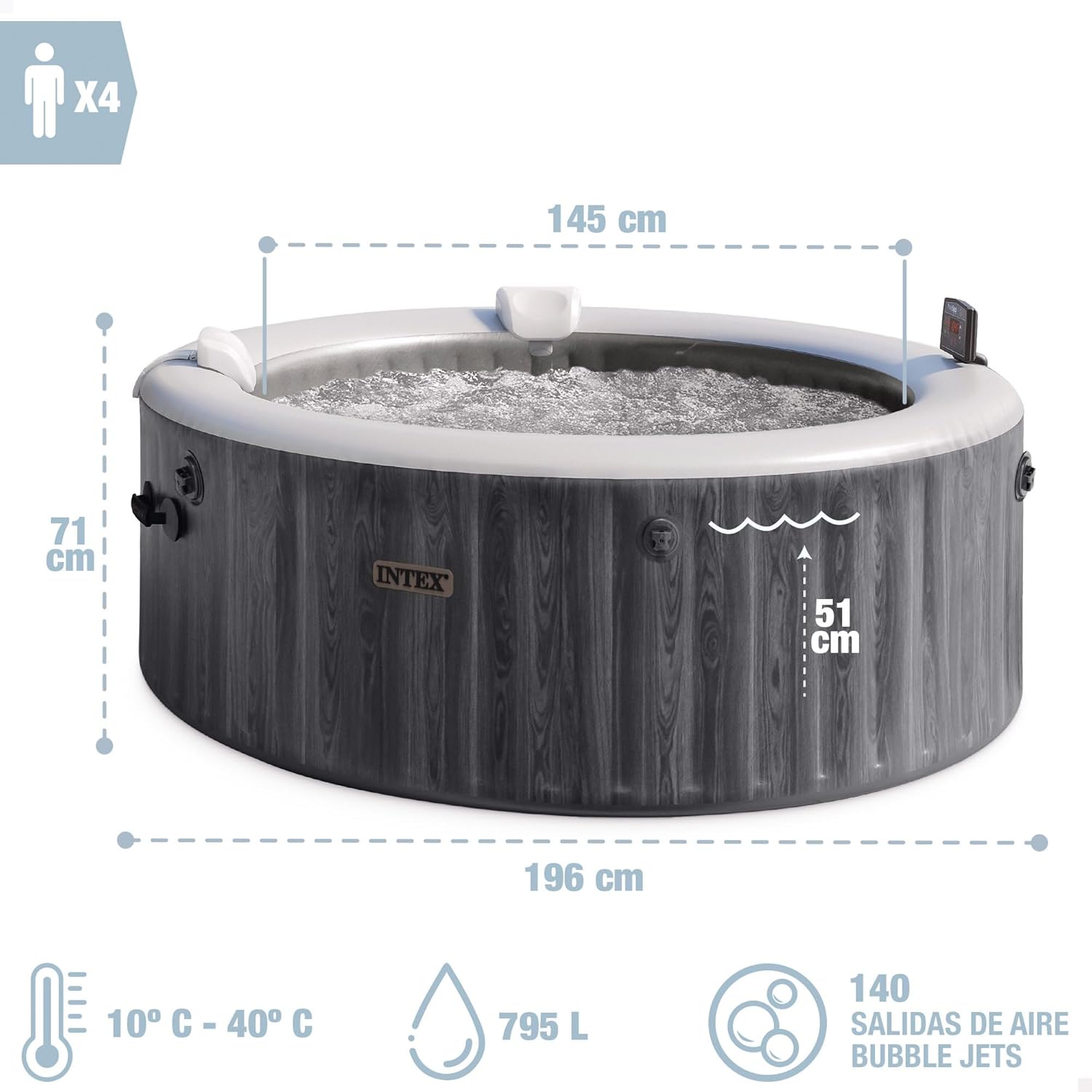 Intex - Pure Spa Baltik 4 places - spa gonflable rond - 28440NP