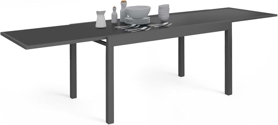 IDMarket - Madrid - table extensible 135-270 cm 8 à 12 pers. anthracite