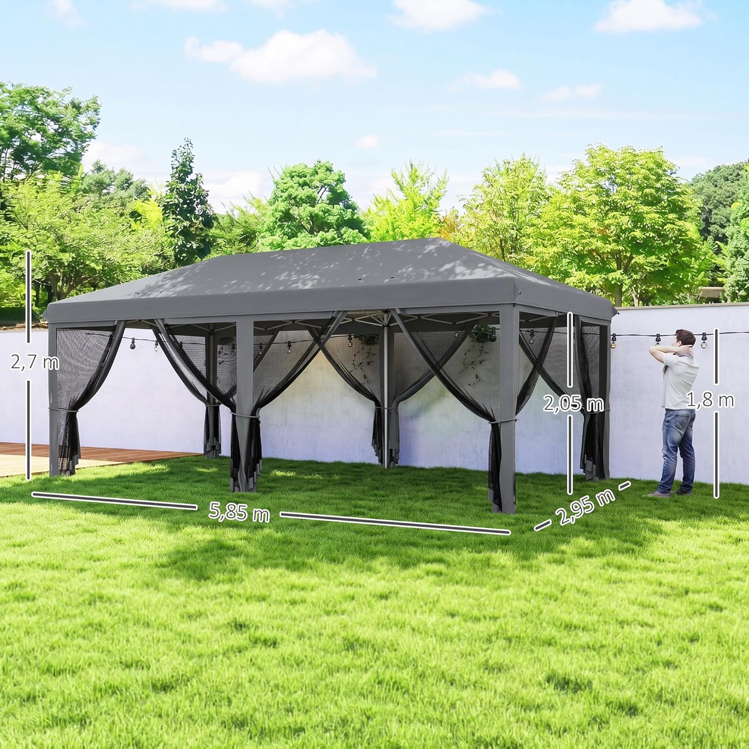 Outsunny - Barnum pliant Pop-up - 6x3 m - anti-UV, moustiquaires, sac