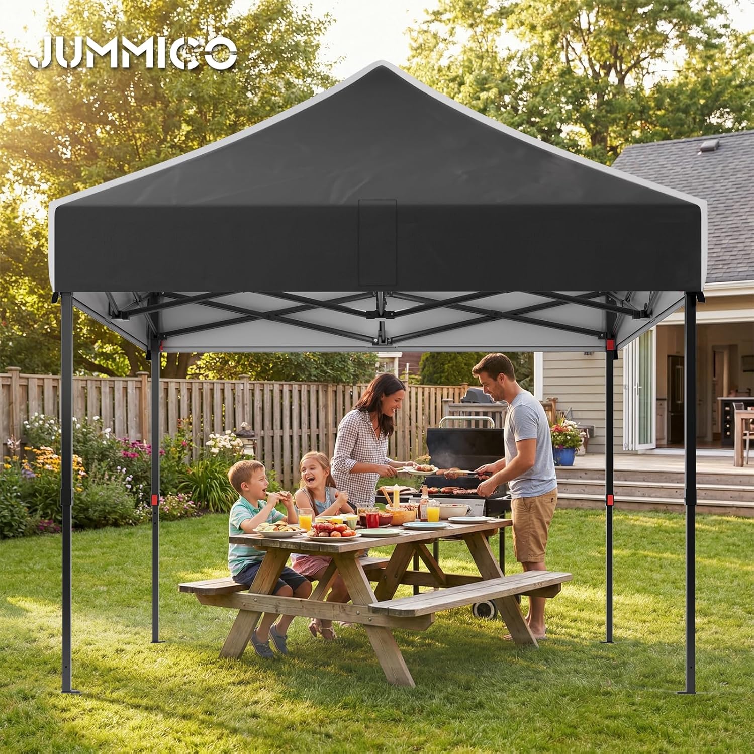 JUMMICO - Tonnelle pliante série jardin 3x3m, cadre robuste, toit haut